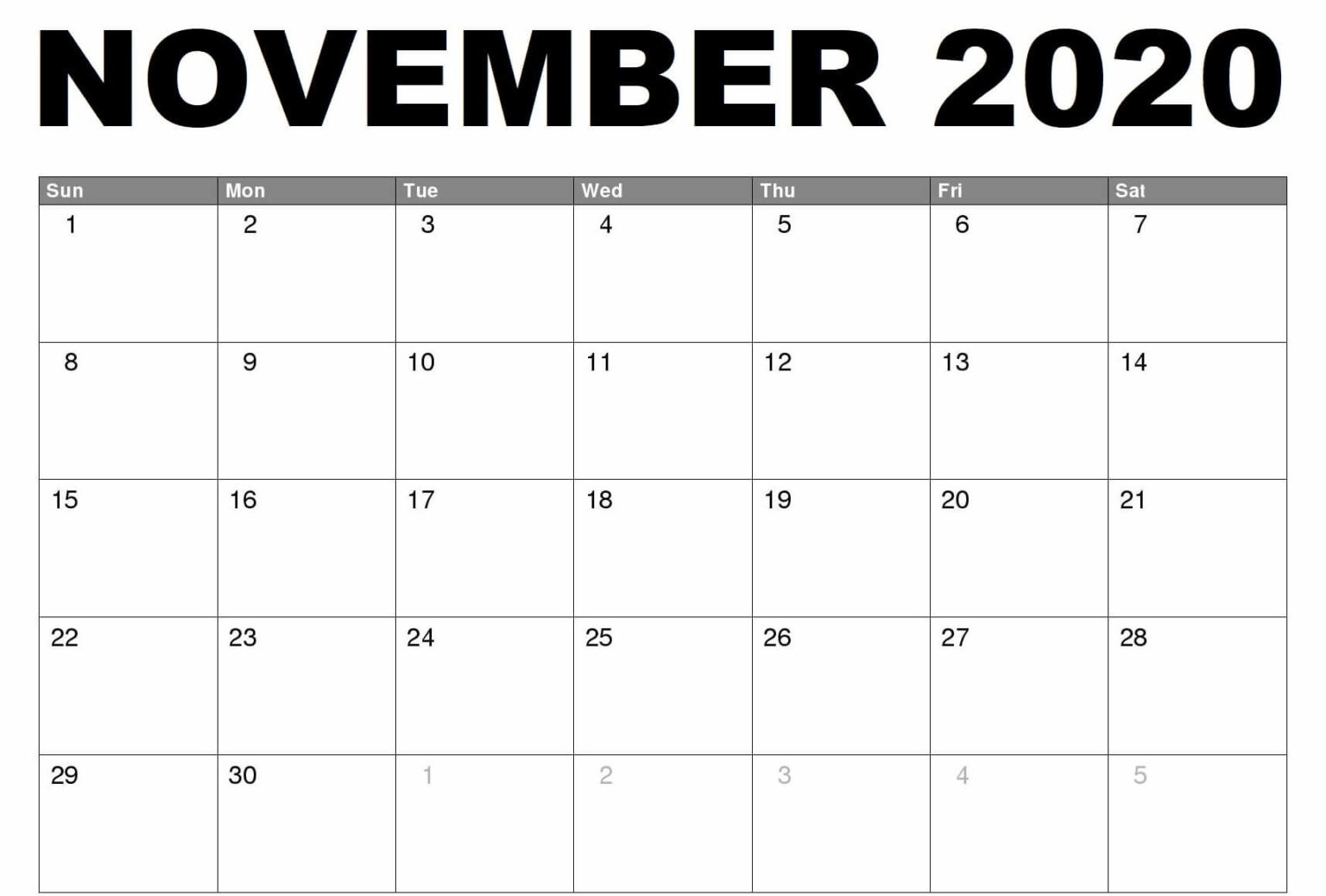 November Calendar Free Printable - Free Printable 2024 November Calendar Template