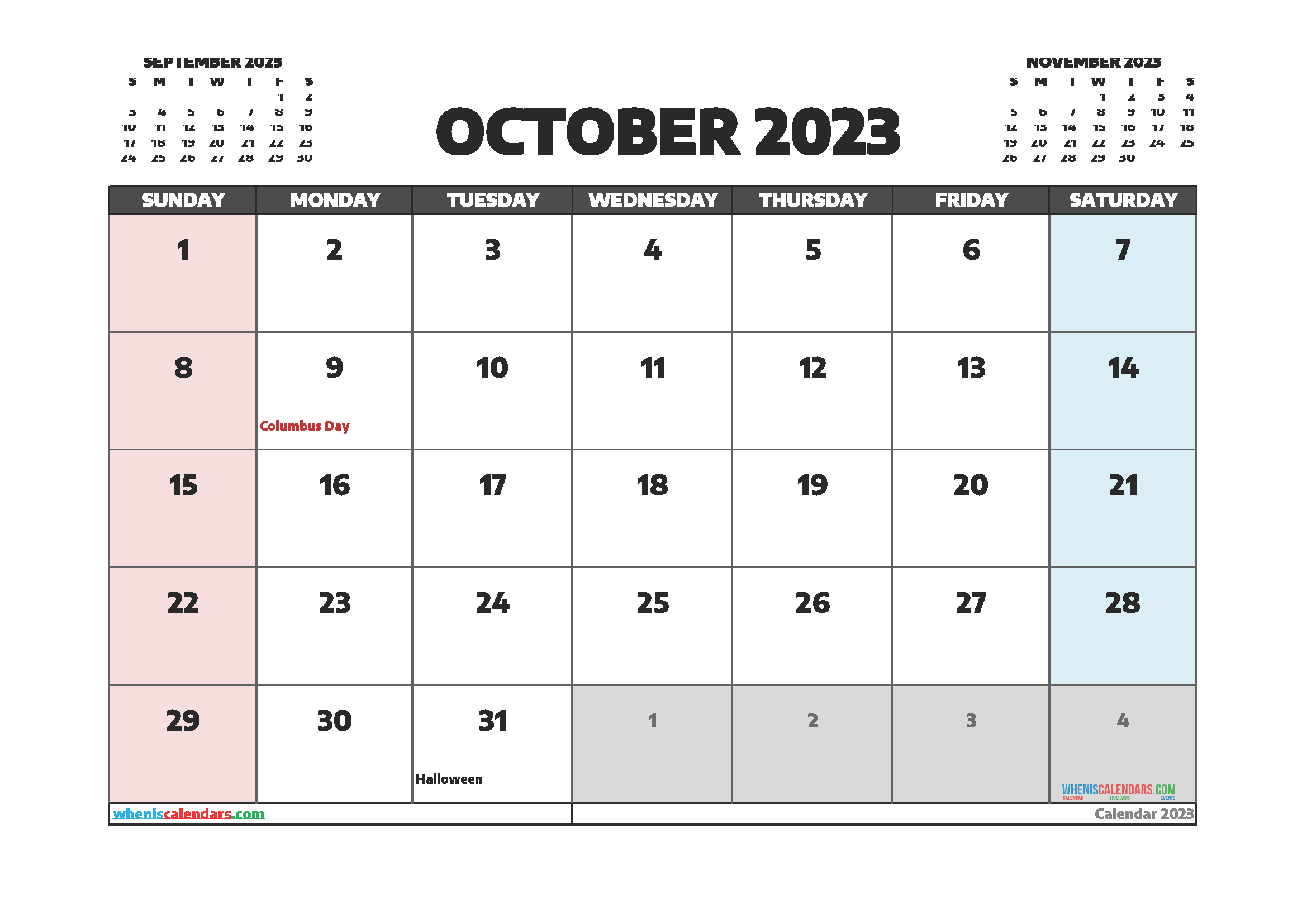 October 2023 Calendar Printable - Free Printable 2024 Monthly Calendar October