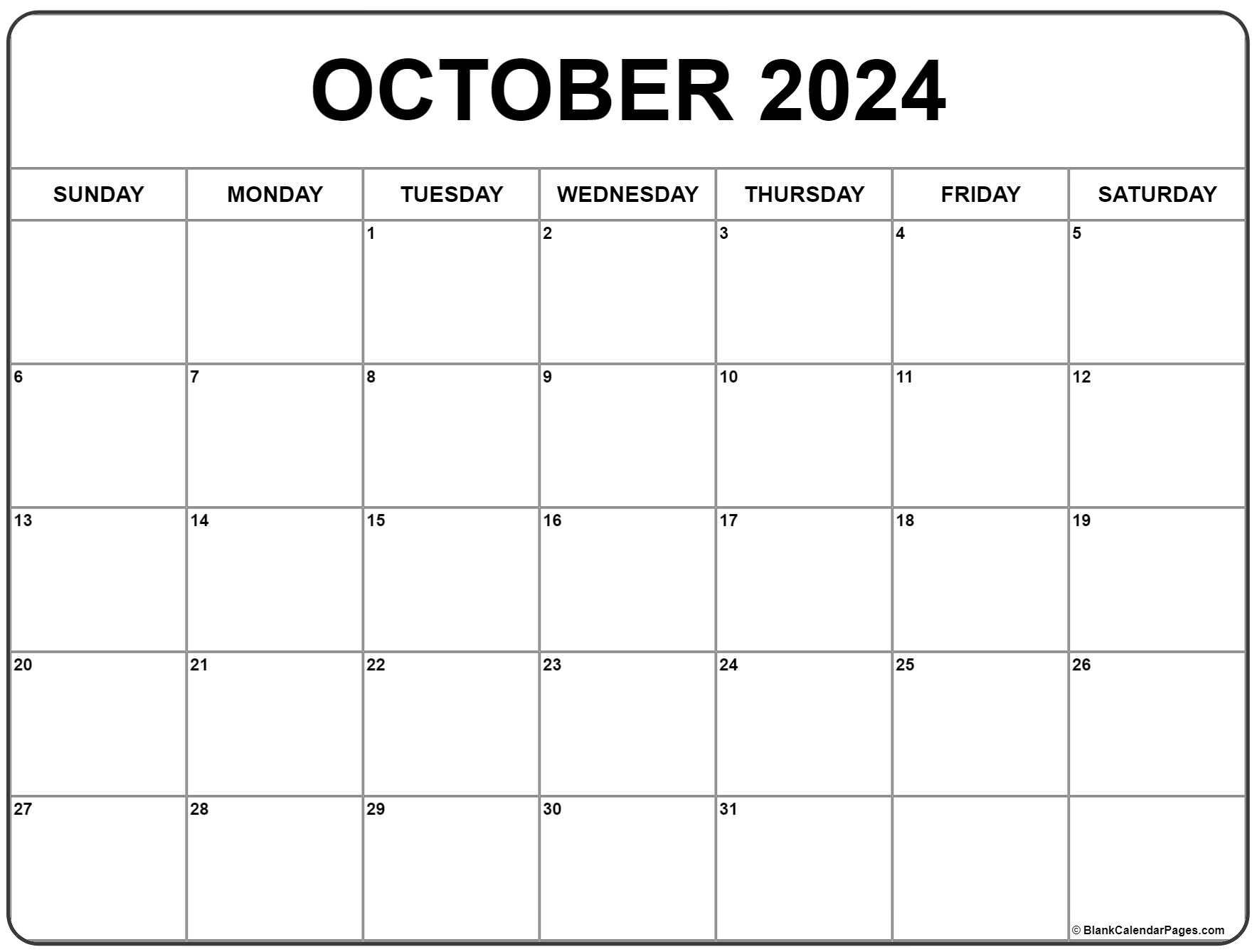 October 2024 Calendar | Free Printable Calendar intended for Free Printable Calendar 2024 October November December