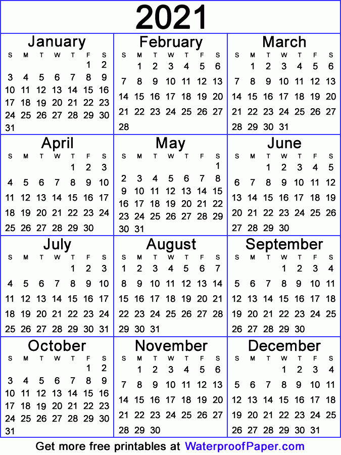 One Page Calendar Free Printable For 2024 - Free Printable Calendar 2024 Waterproof Paper