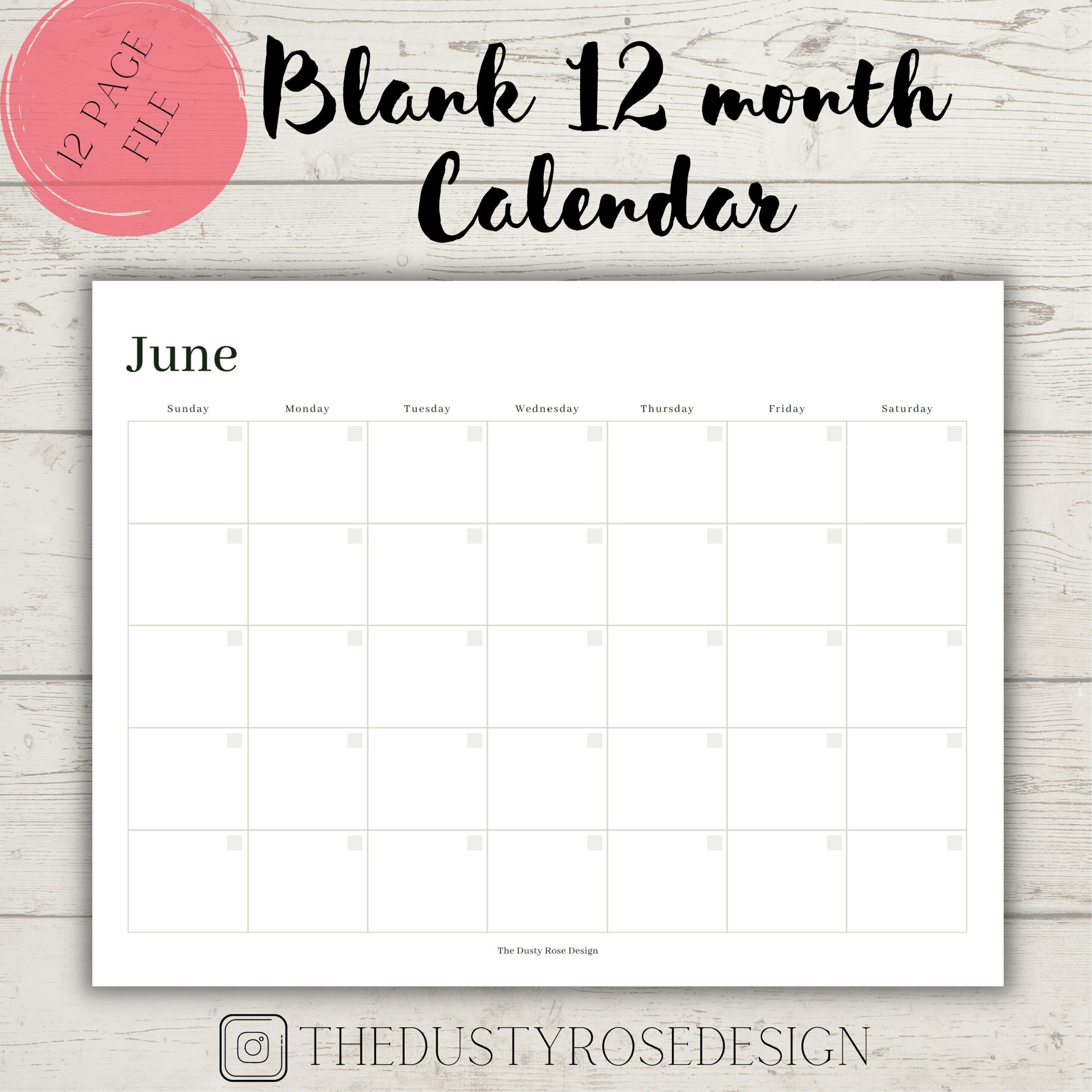 Printable 12 Month Calendar On One Page - Free Printable 12 Month Blank Calendar 2024