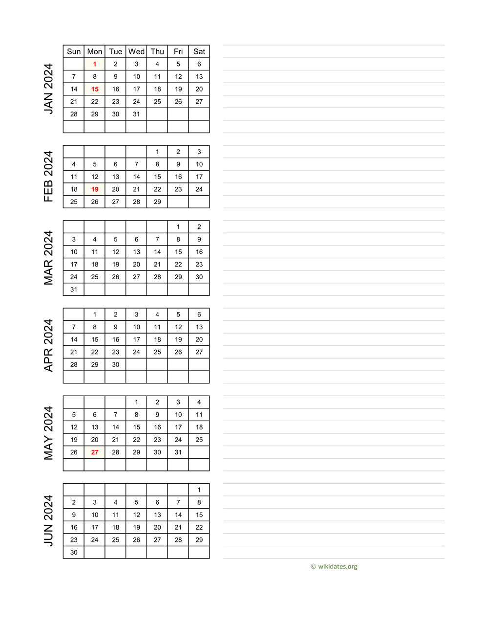 Printable 2024 Calendar WikiDates