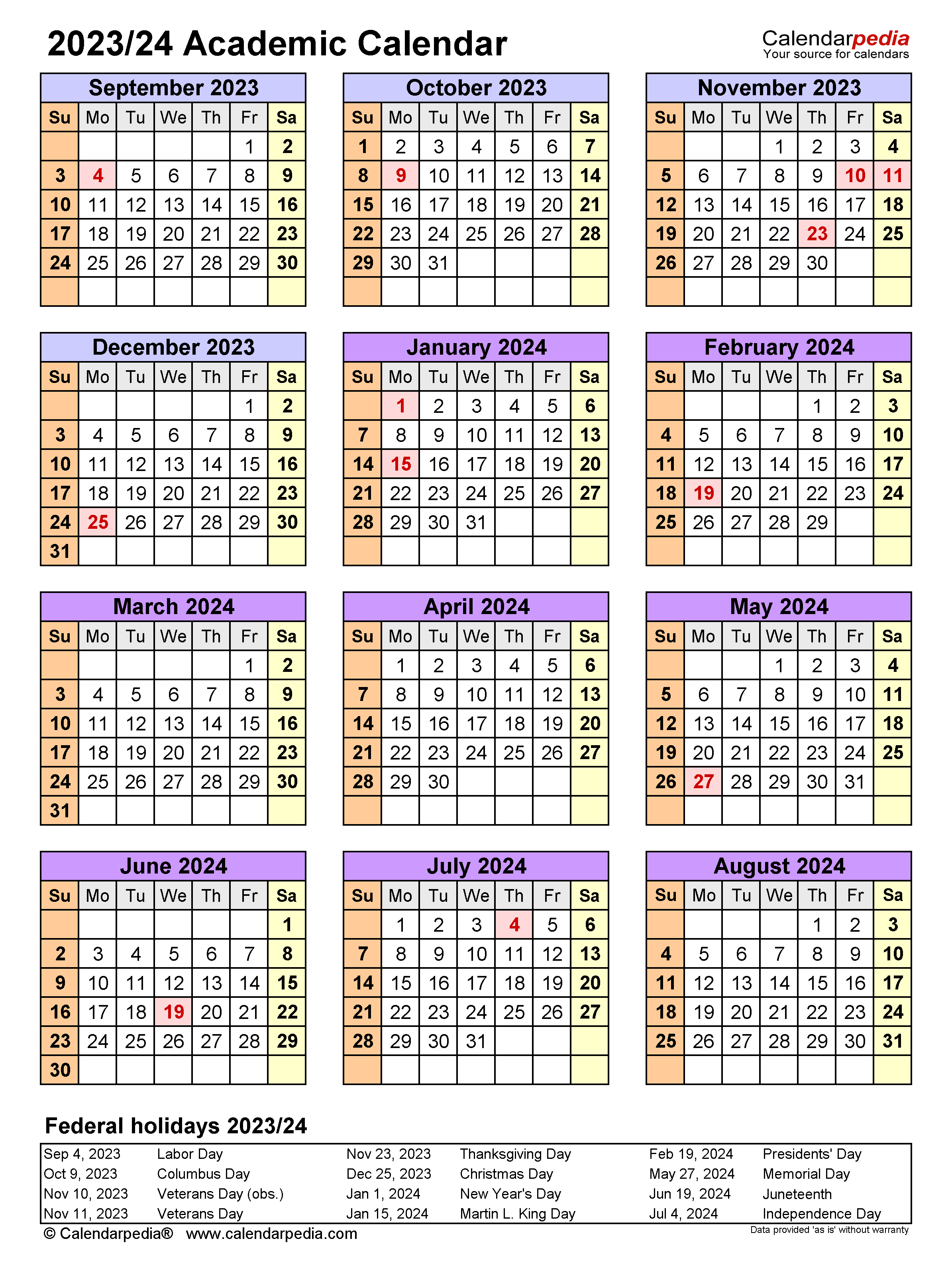 Printable Academic Calendar 2024 23 Pia Leeann - Free Printable Academic Calendar 2024-2025 UK