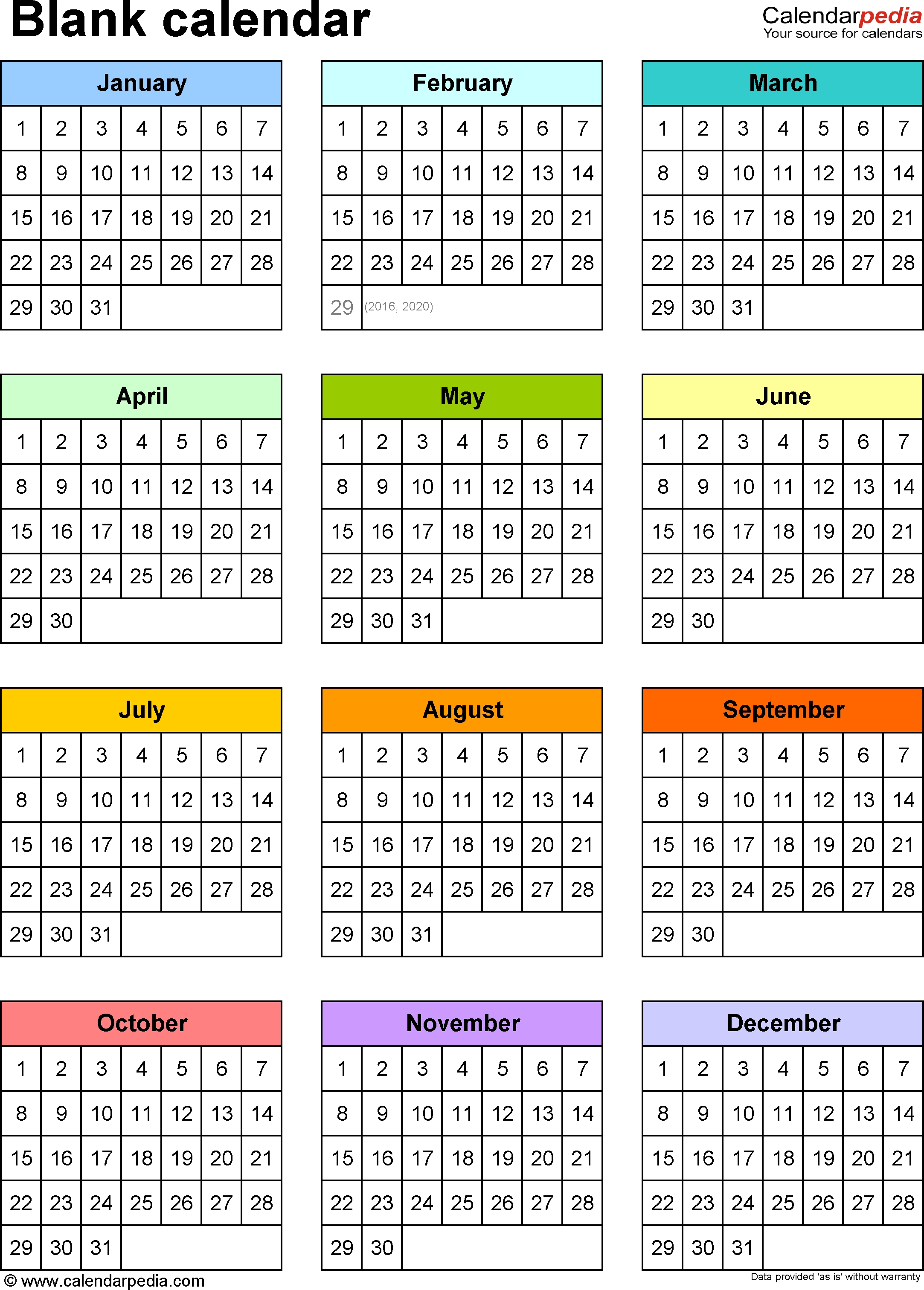 Printable Annual Calendars - Free Printable Annual Calendar 2024
