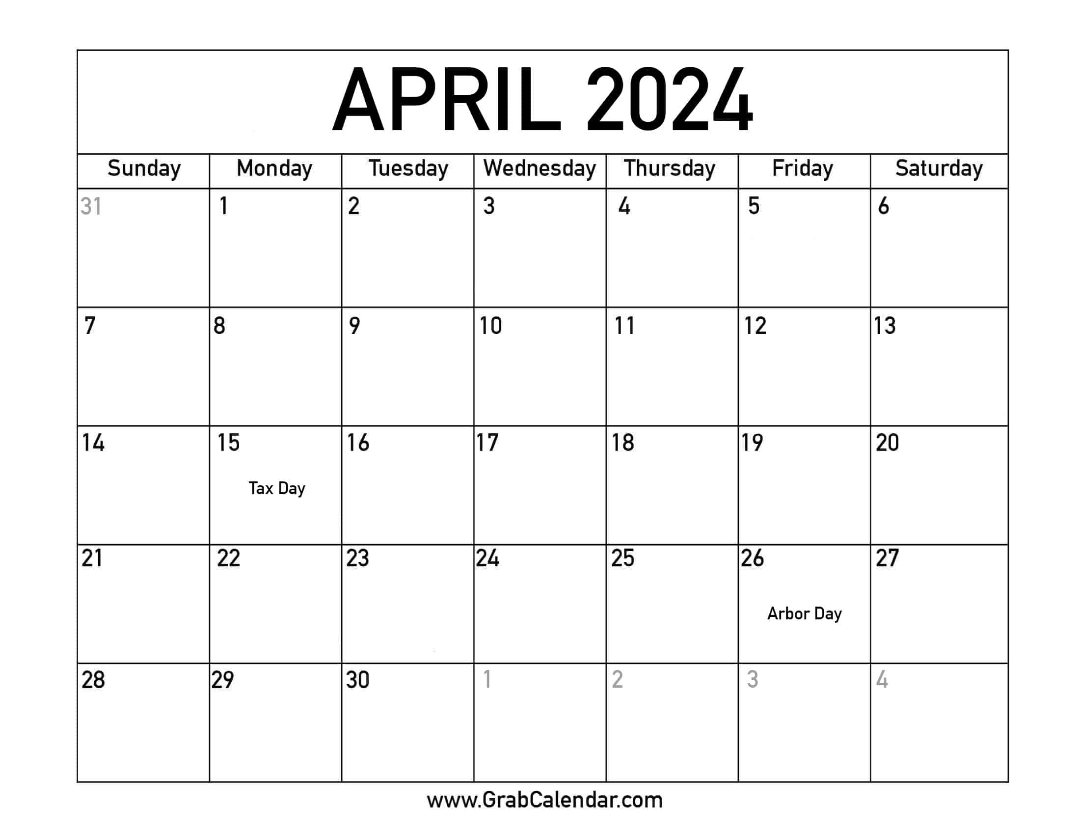 Printable April 2024 Calendar regarding Free Printable April 2024 Calendar Template
