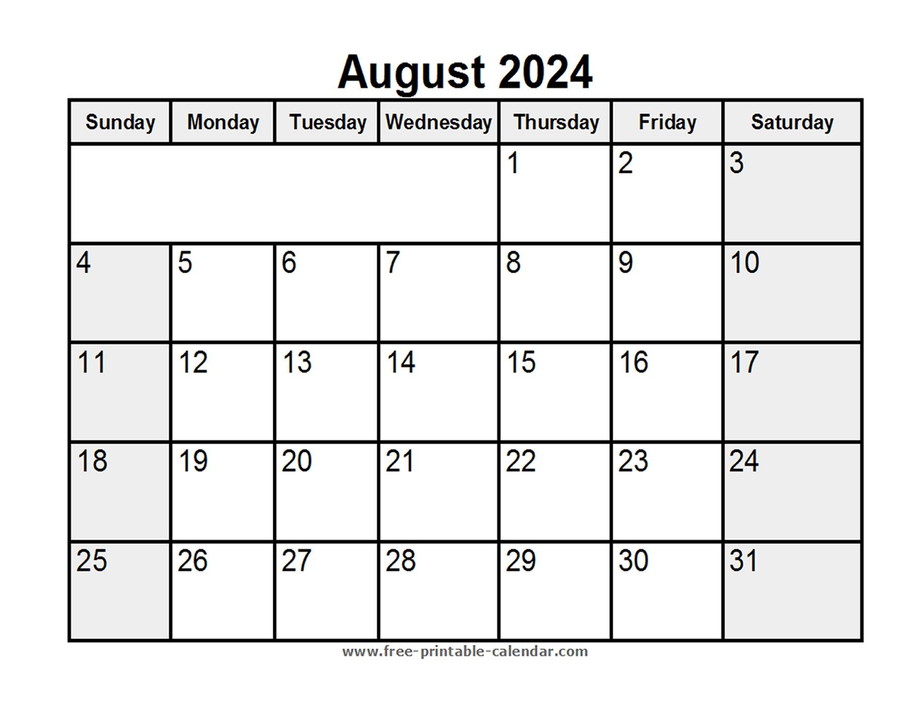 Printable August 2024 Calendar - Free-Printable-Calendar with regard to Free Printable Black And White August 2024 Calendar