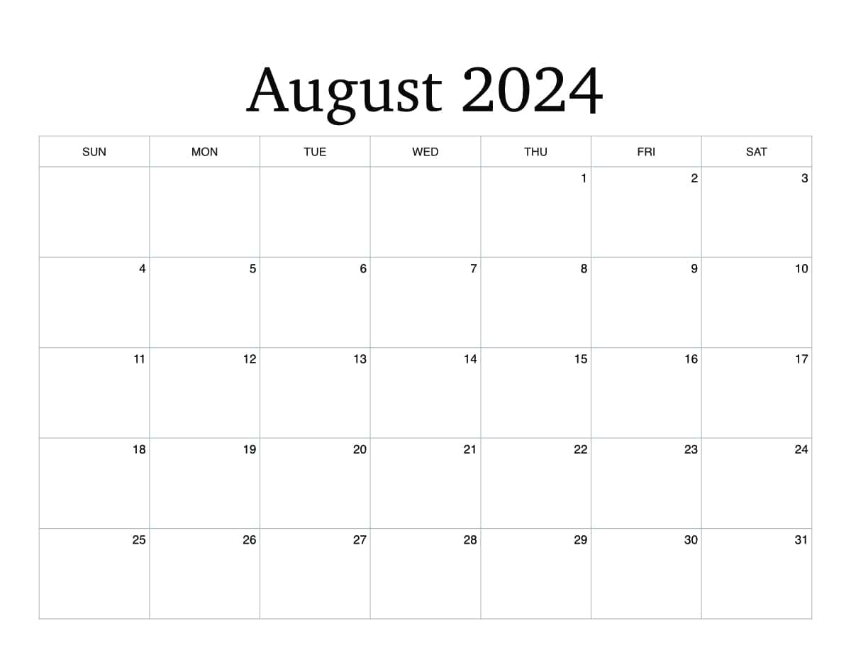 Printable August Monthly Calendar [ 2024 ] - Hey Donna pertaining to Free Printable August 2024 Calendar Cute