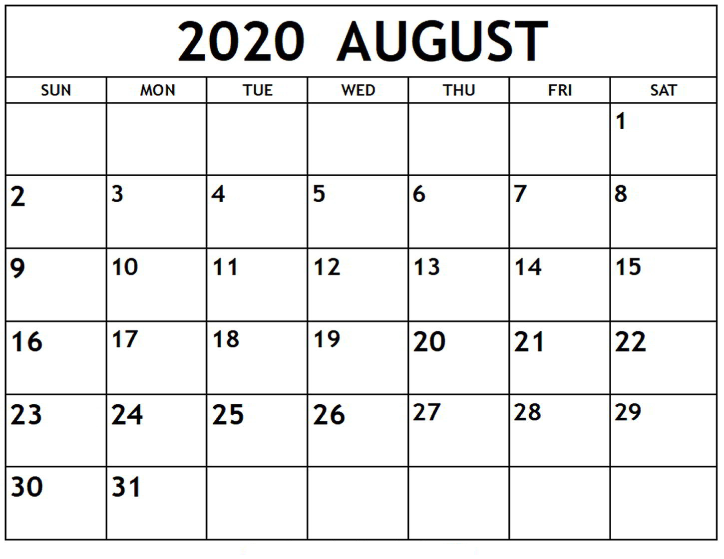 Printable August Monthly Calendar Printable Calendar 2023 - Free Printable Blank August Calendar 2024