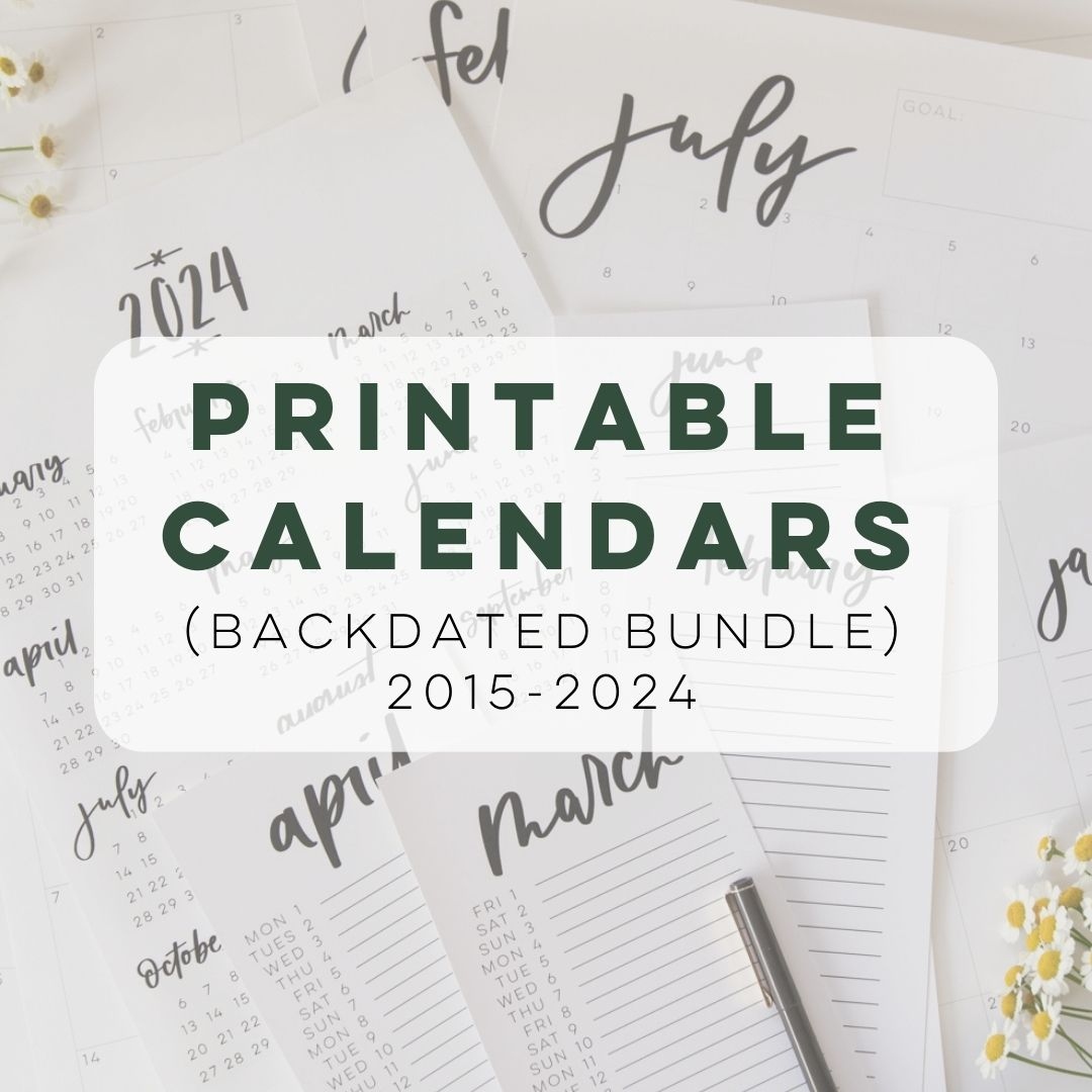 Printable Backdated Calendars Bundle (2015-2024) throughout Free Printable Calendar 2024 With Scripture