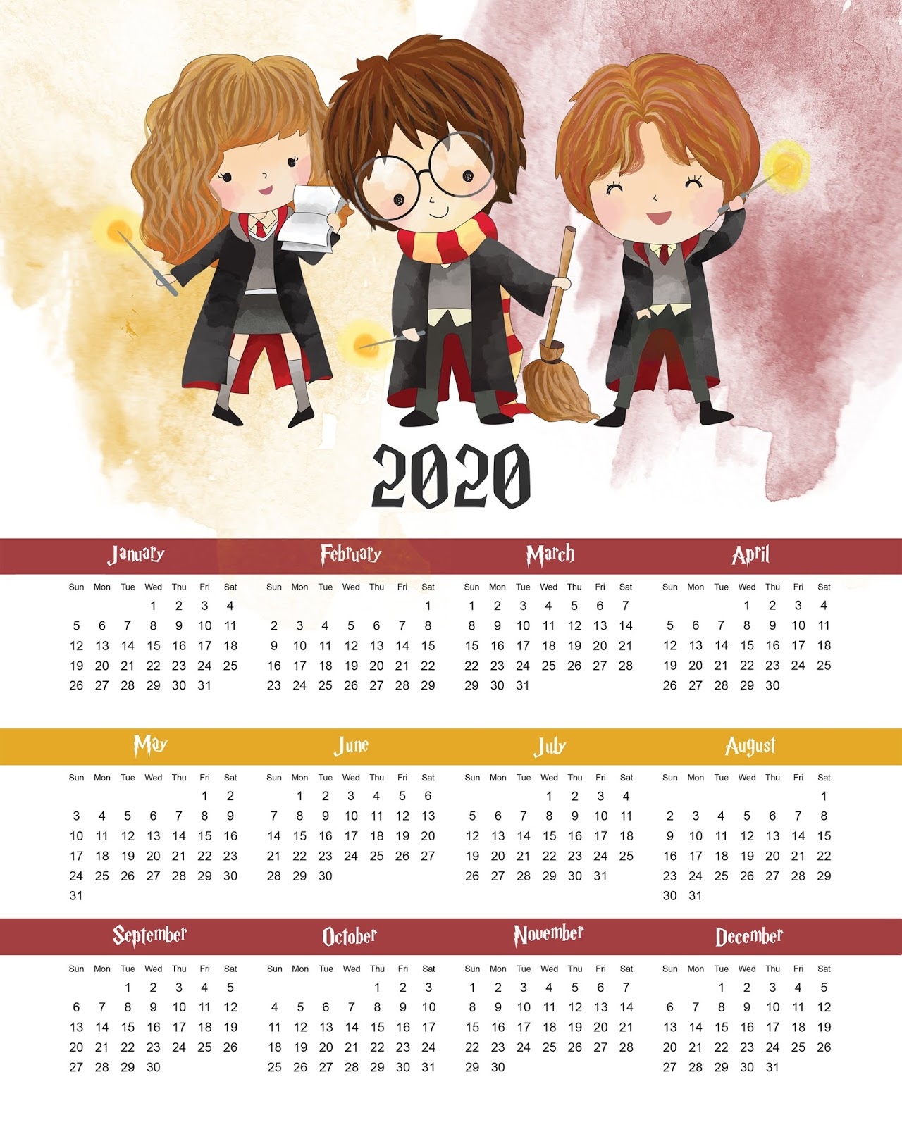 Printable Calendar 2024 Harry Potter New Ultimate Most Popular Famous | Free Printable 2024 Harry Potter Calendar The Cottage Market