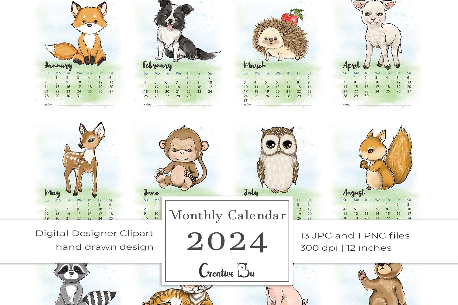 Printable Calendar 2024 Monthly Pages Desk Planner Calendar regarding Free Printable Animal Calendar 2024