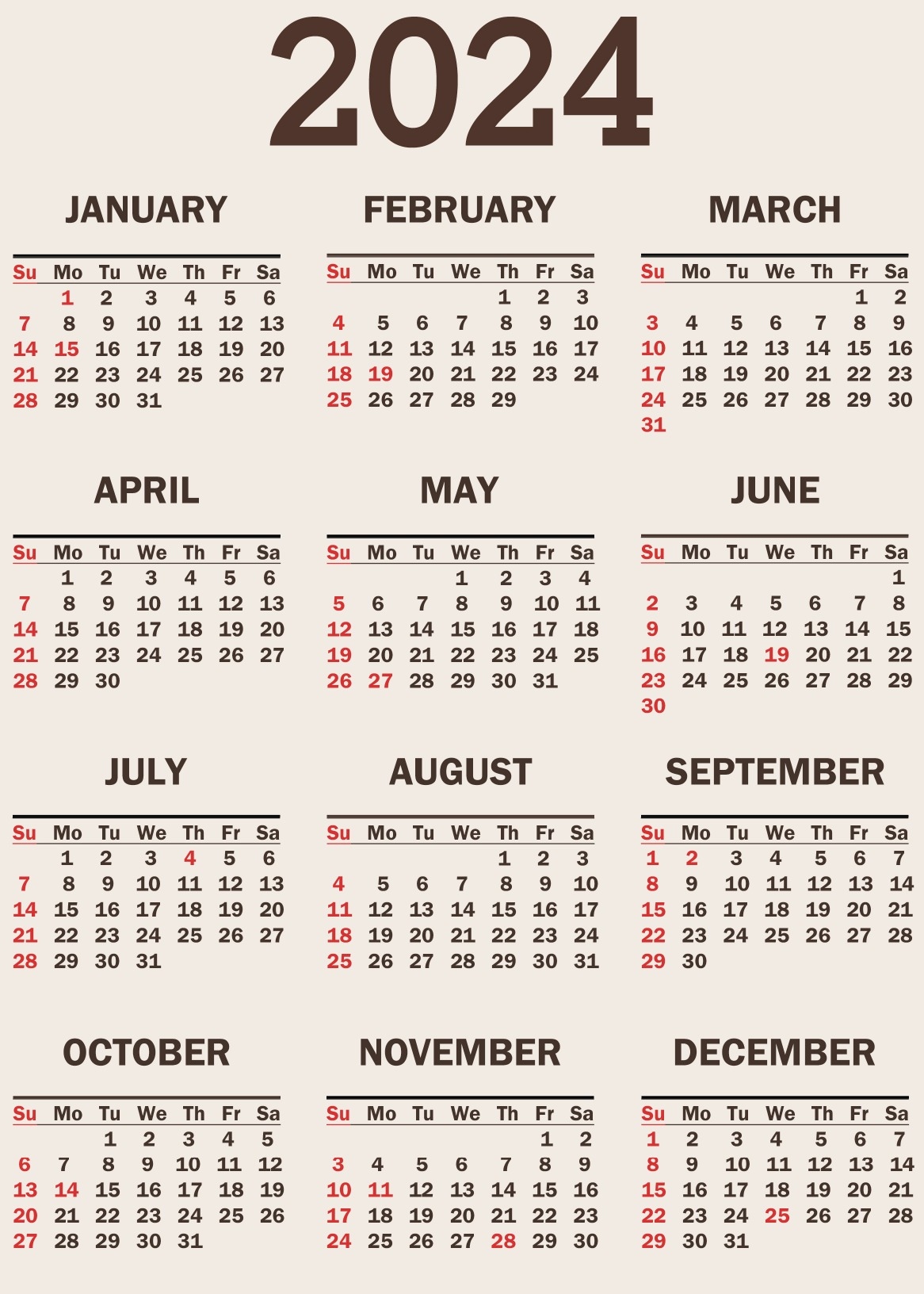 Printable Calendar 2024 Printable JD - Free Printable 3x5 Pocket Calendar 2024