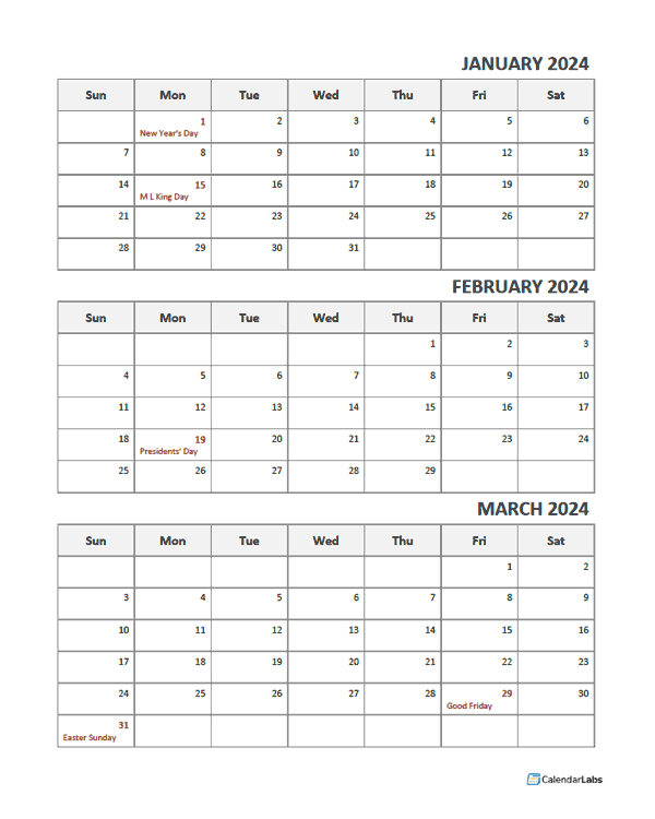 Printable Calendar 3 Months Per Page 2024 Bryn Marnia - Free Printable 2024 Calendar With Holidays 3 Months Per Page