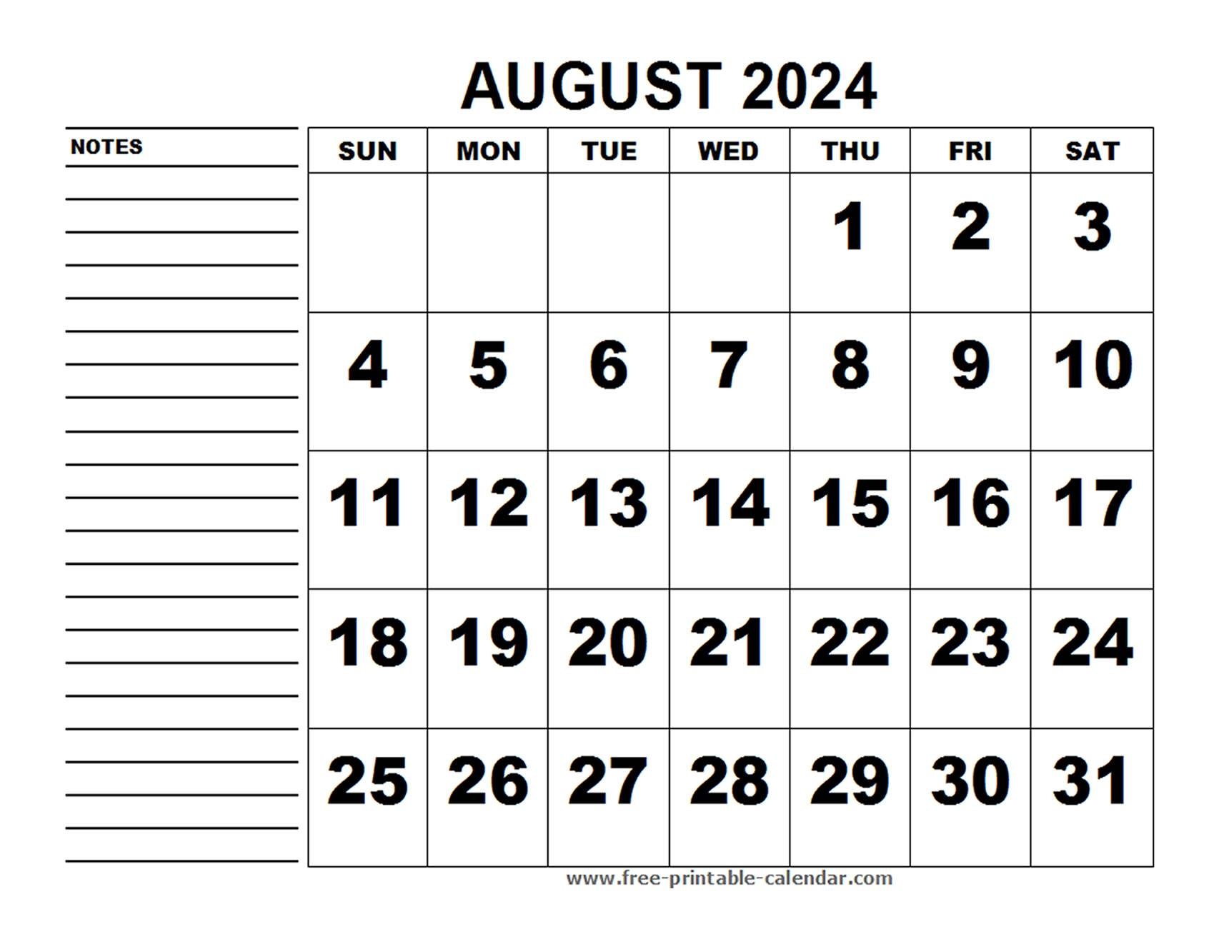 Printable Calendar August 2024 - Free-Printable-Calendar for Free Printable August 2024 Calendar Canada