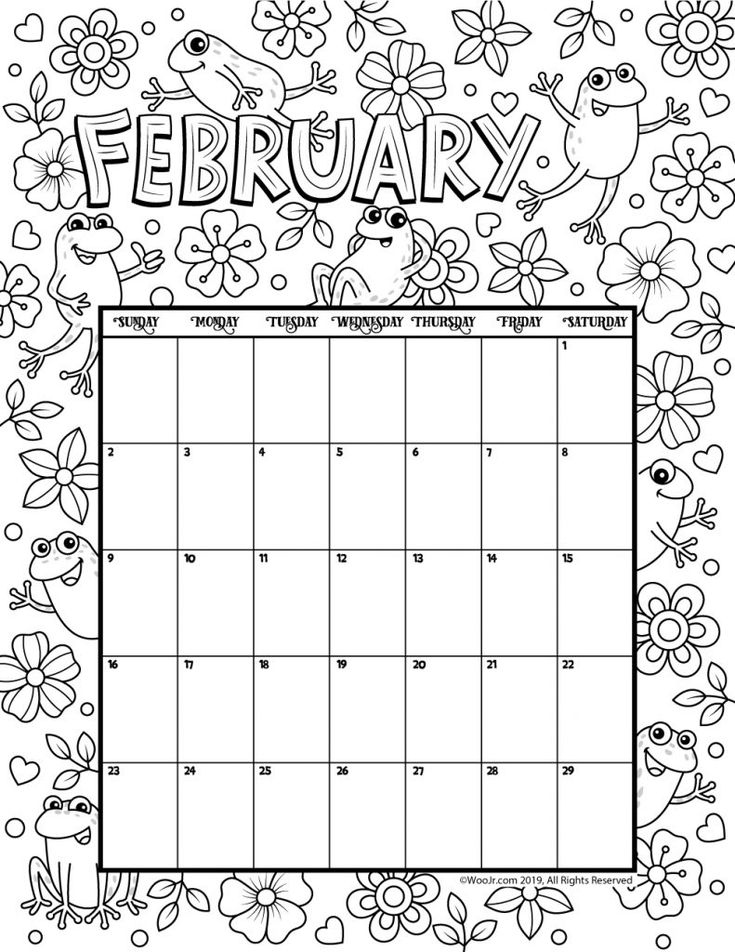 Printable Coloring Calendar 2021 2022 Patterns Pdf Etsy February 2020 - Free Printable 2024 Coloring Calendar