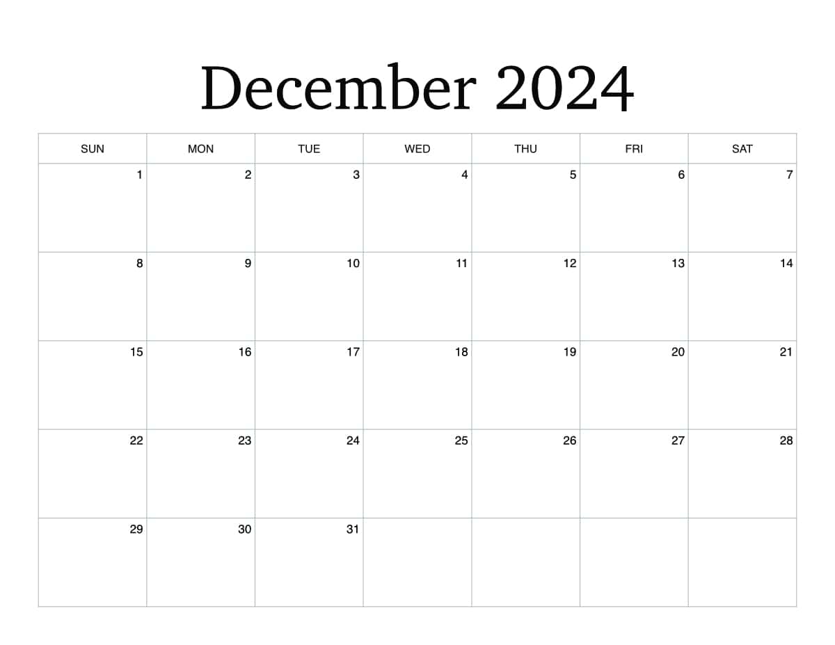 Printable December Monthly Calendar [ 2024 ] - Hey Donna in Free Printable Calendar 2024 November December Christmas