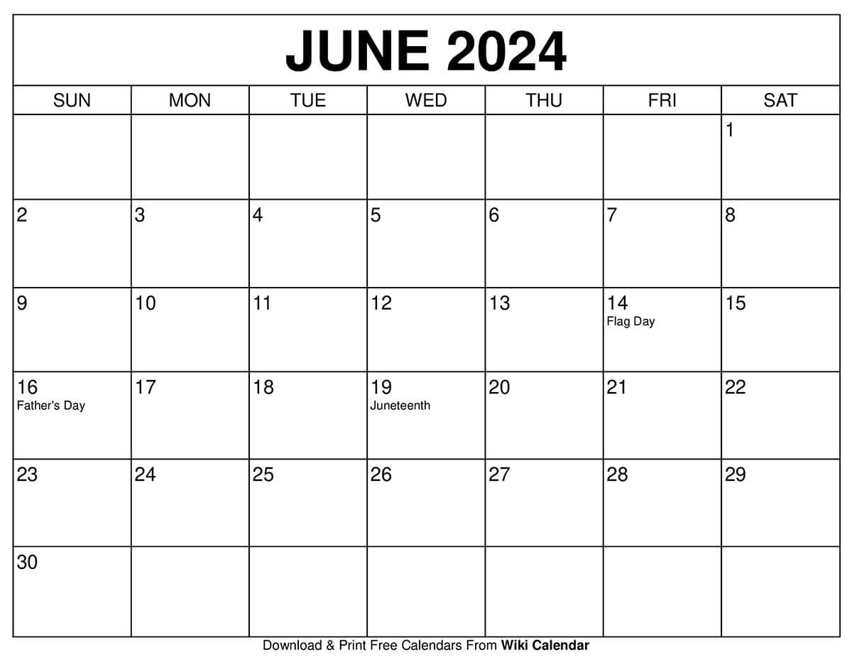 Printable June 2024 Calendar Templates With Holidays inside Free Printable Calendar 2024 May June July August