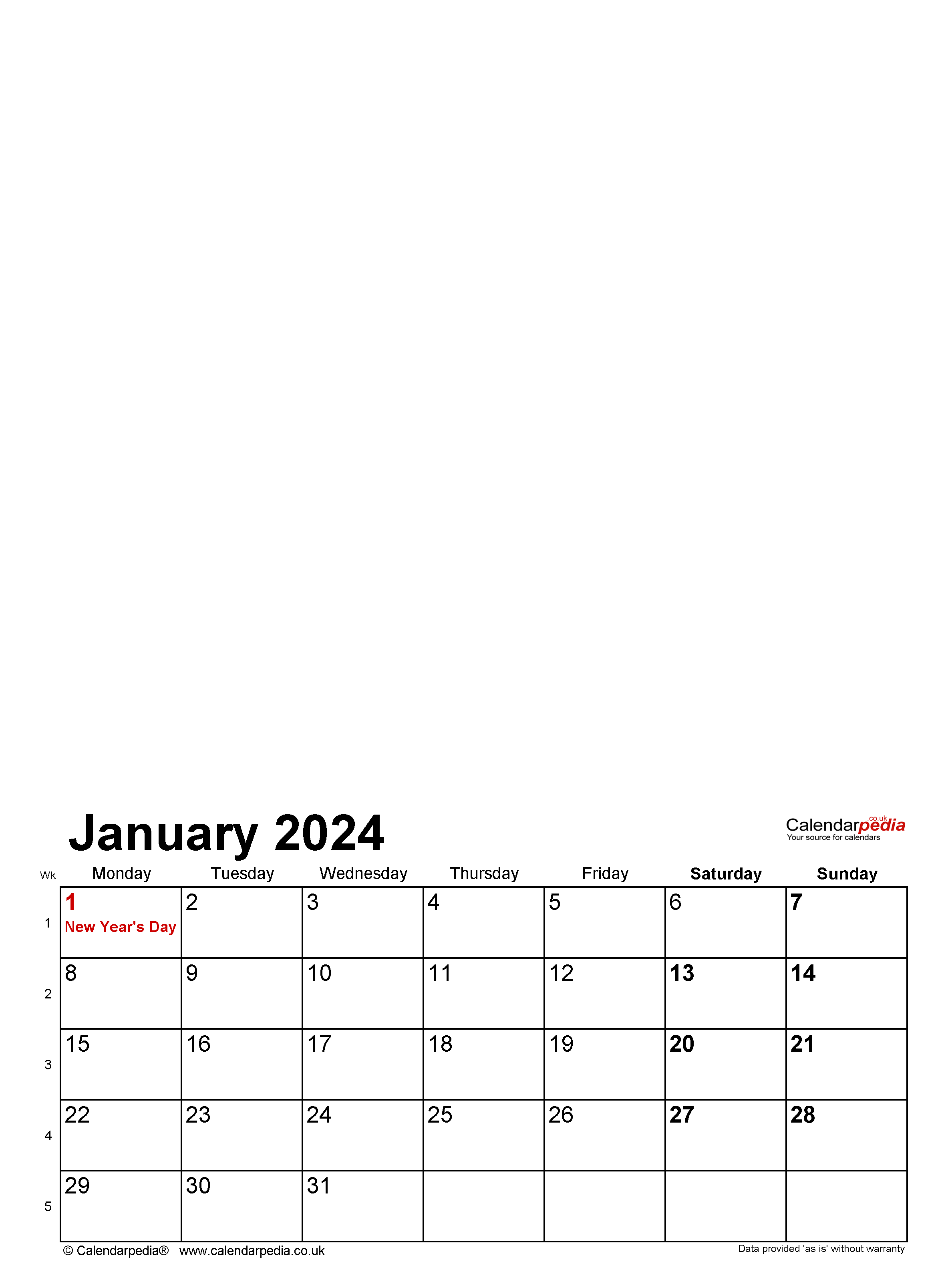 Printable Monthly 2024 Calendar - Free Printable 2024 Monthly Calendar Pages