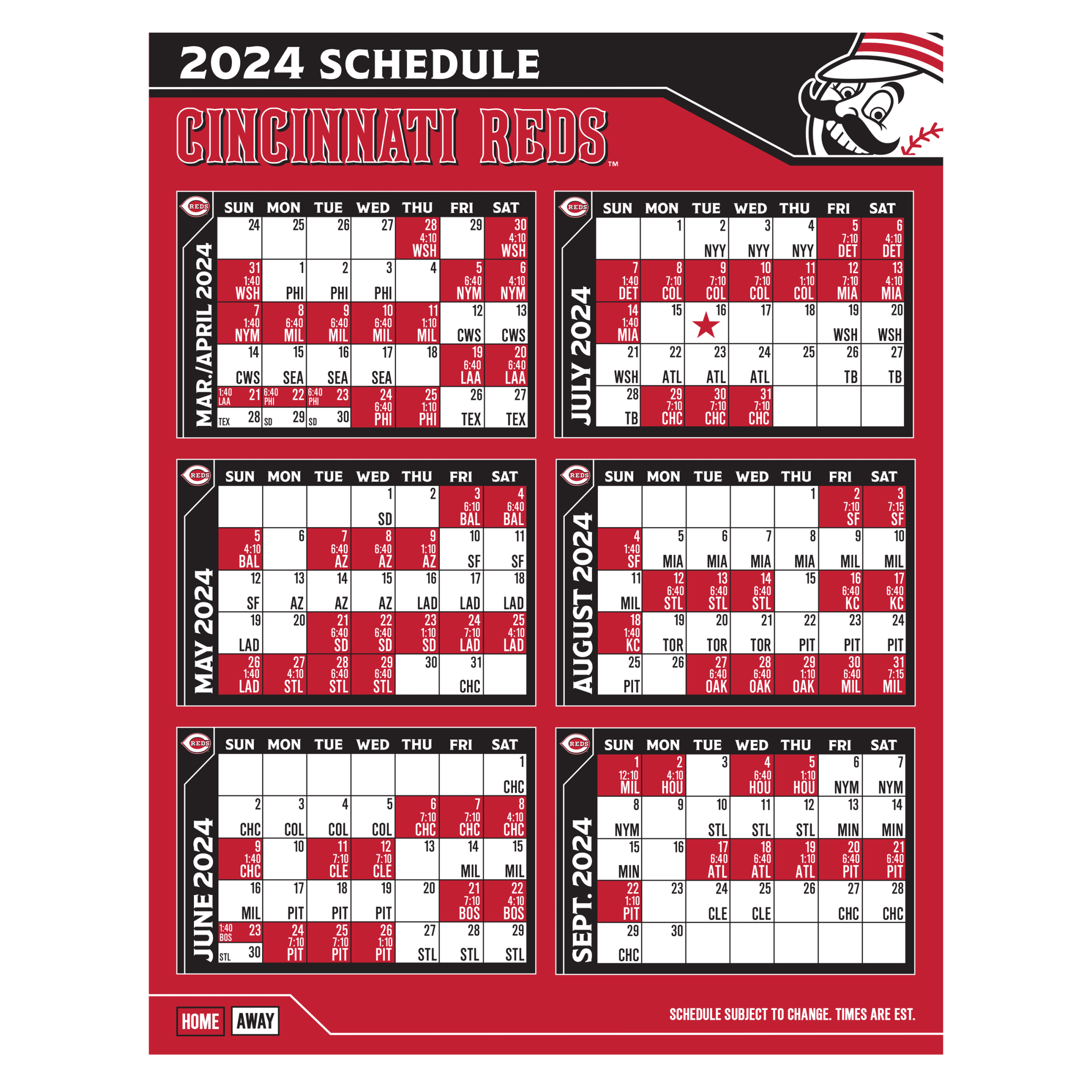 Printable Schedule | Schedule | Cincinnati Reds intended for Free Printable Baseball Calendar 2024