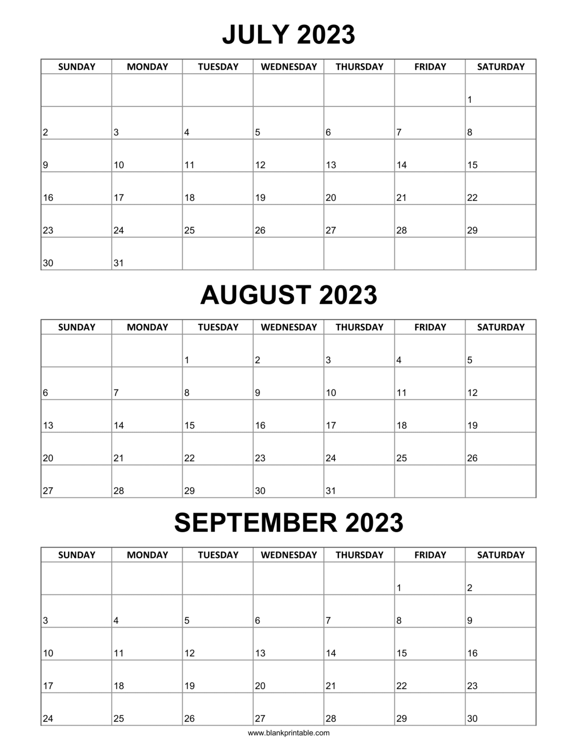 Quarterly Calendar 2023 Printable Template Three Month Planner PDF - Free Printable 3 Month Calendar 2024 July August September 2024