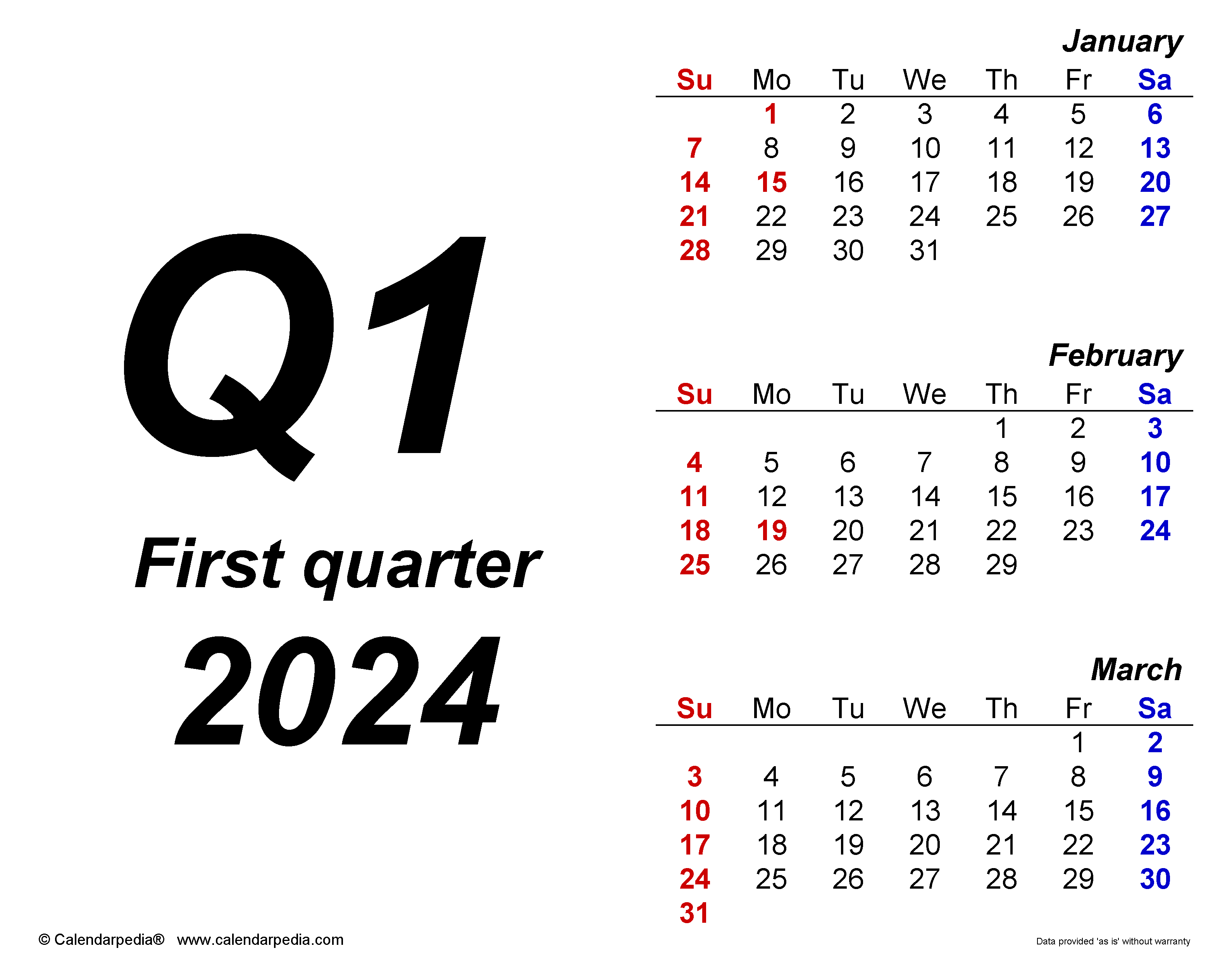 Quarterly Calendars 2024 Free Printable PDF Templates - Free Printable 2024 Quarterly Calendar Template