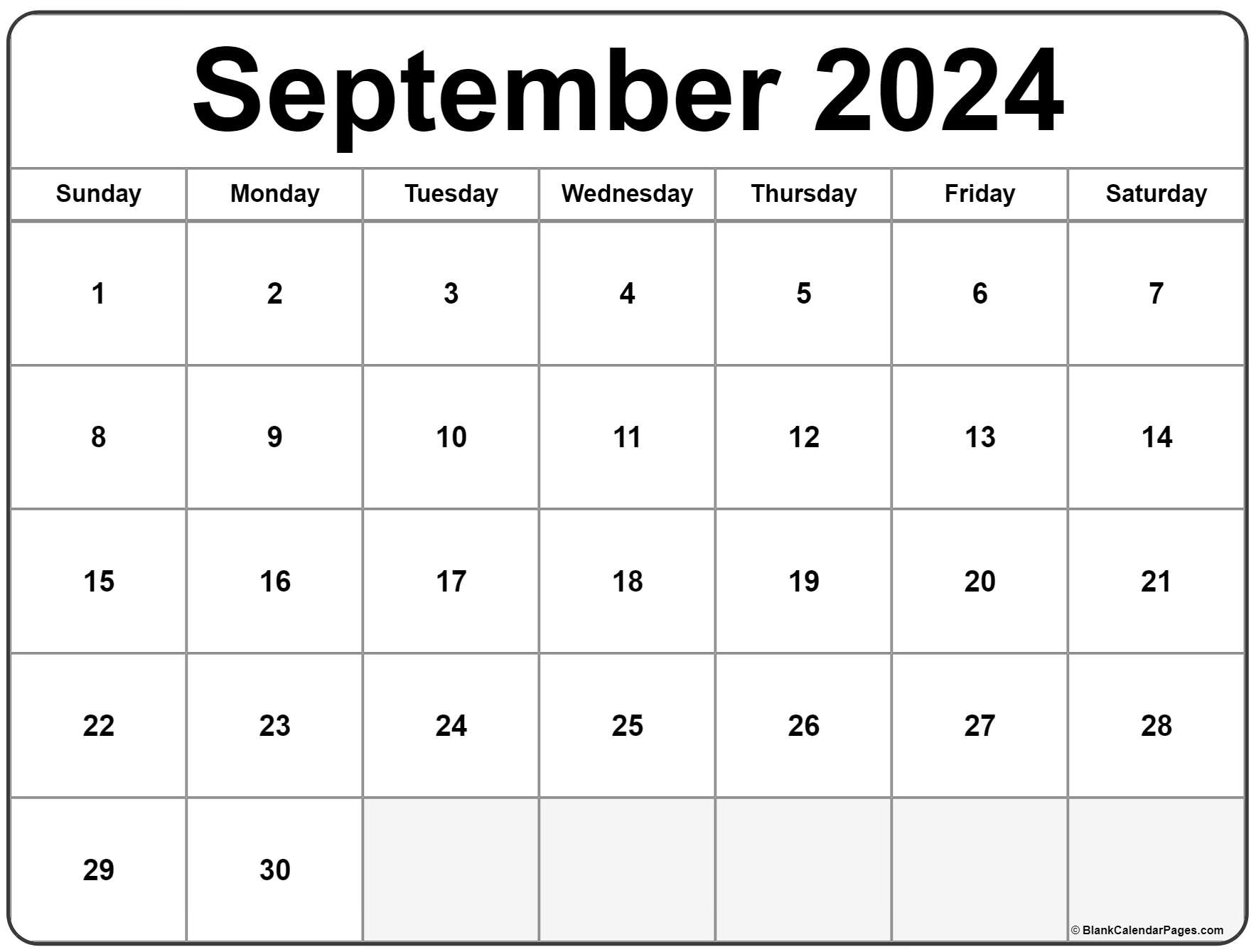 September 2024 Calendar | Free Printable Calendar throughout Free Printable Calendar 2024 Sept December