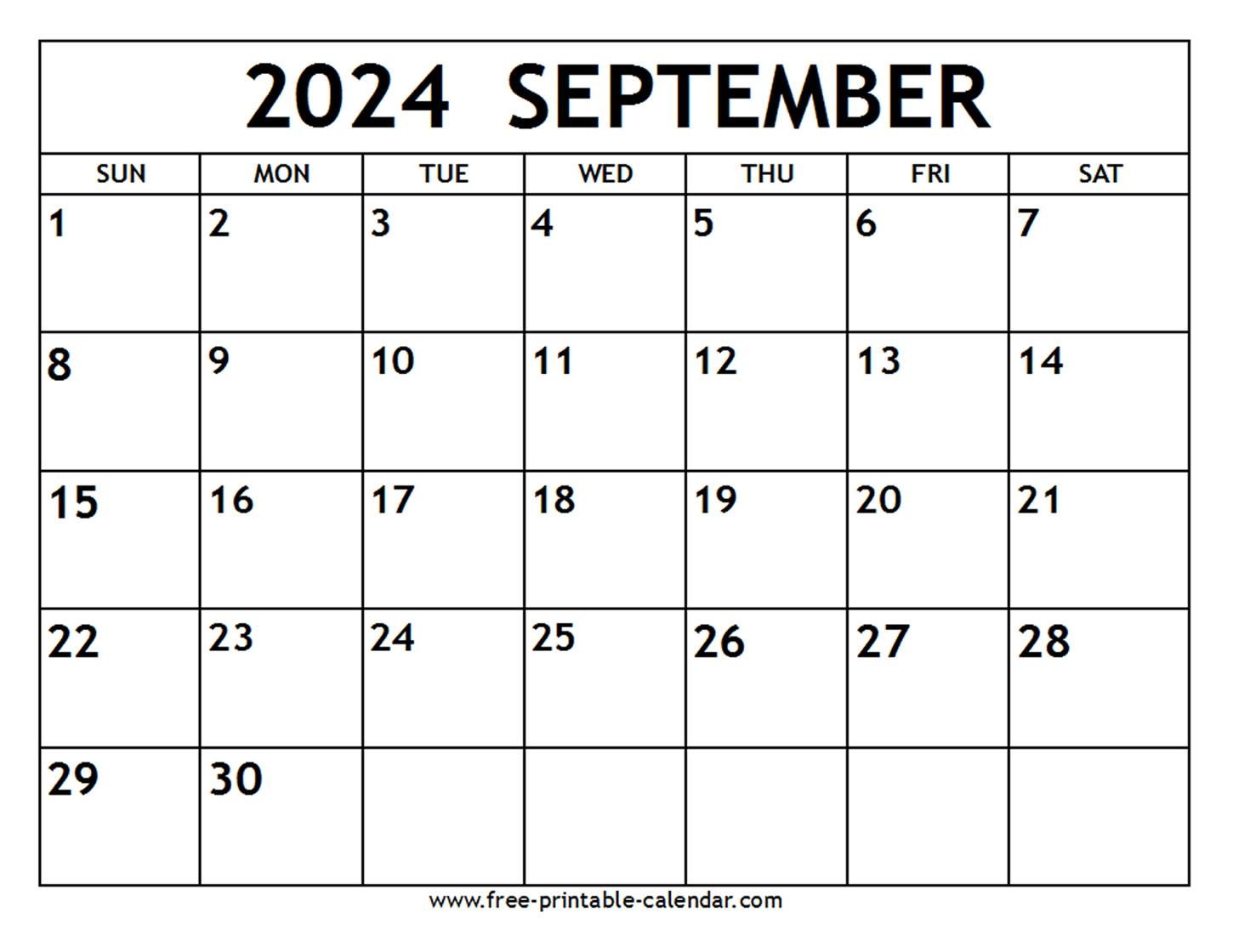 September 2024 Calendar - Free-Printable-Calendar within Free Printable Calendar 2024 Sept December