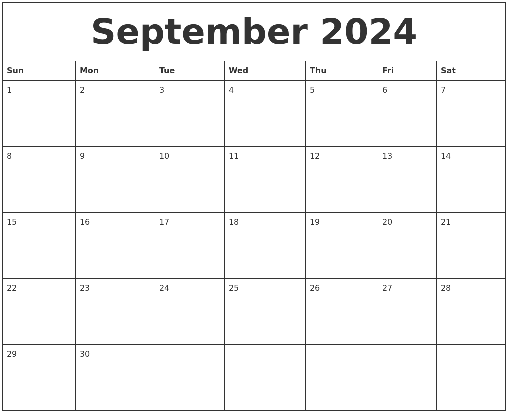 September 2024 Calendar Printable Free - Free Printable 2024 Calendar September