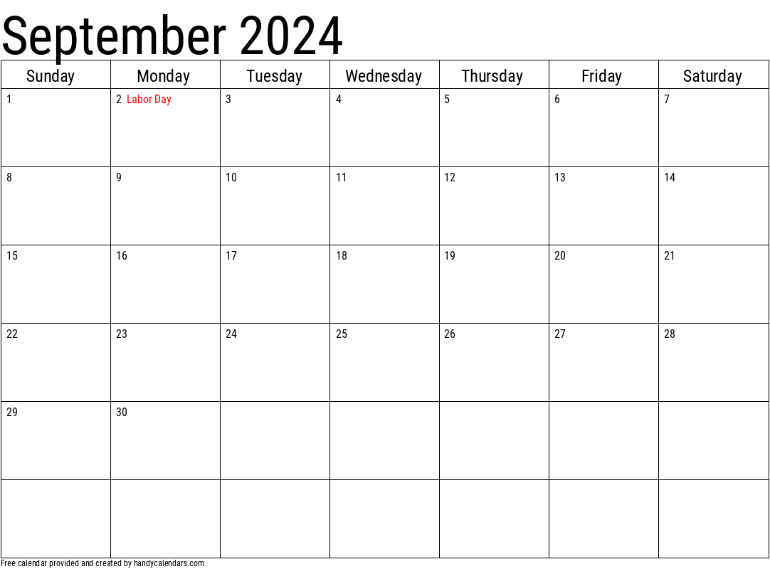 September 2024 Calendar With Notes Printable Elyse Imogene - Free Printable 2024 September Calendar