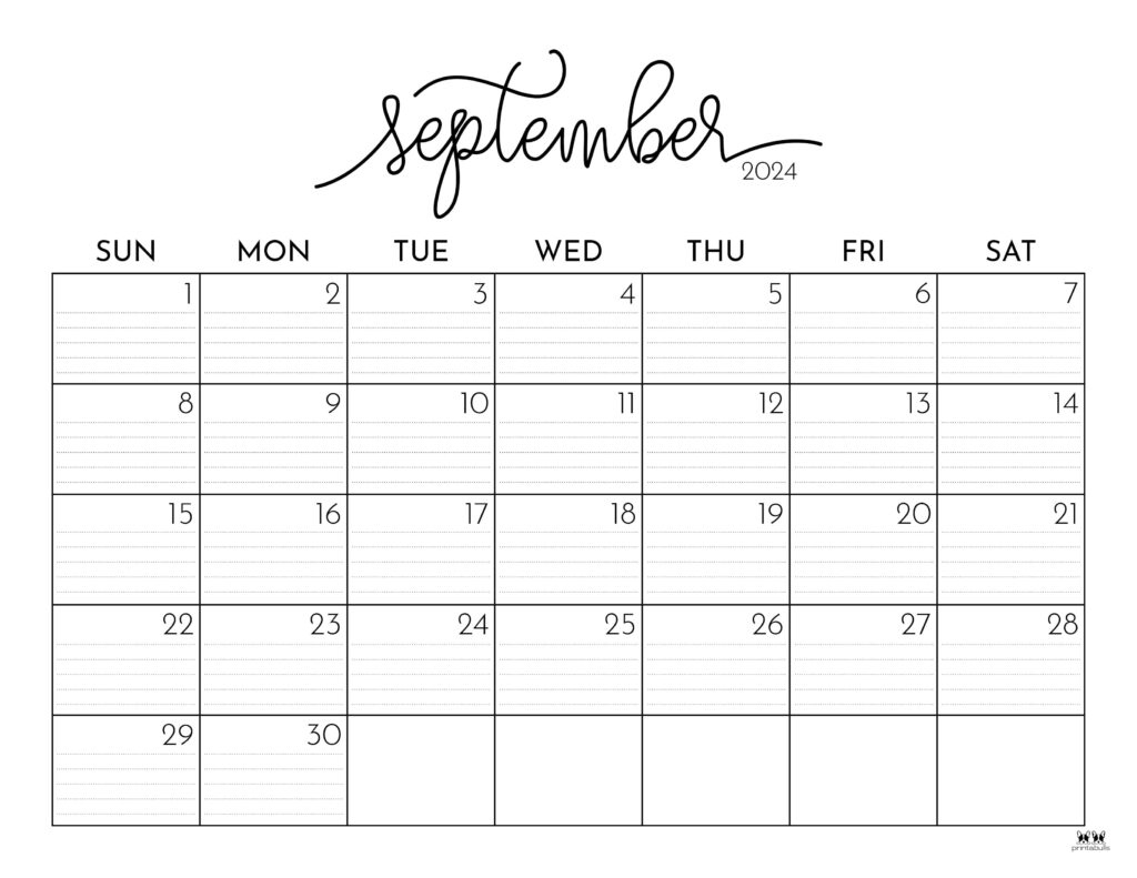 September 2024 Calendars - 50 Free Printables | Printabulls for Free Printable Calendar 2024 For September