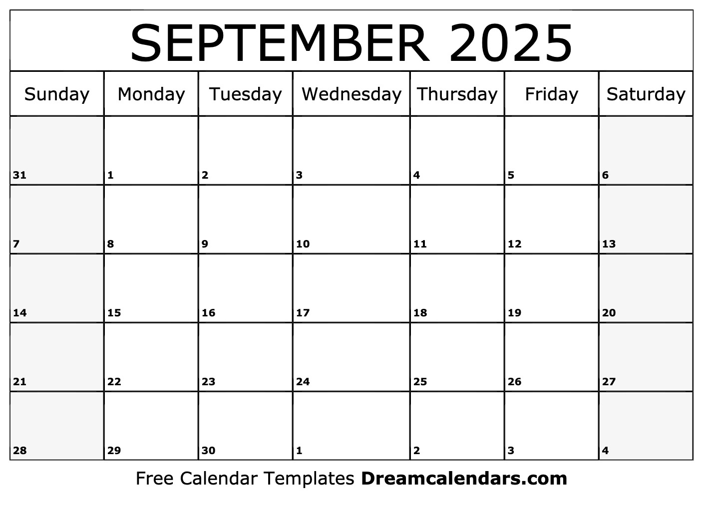 September 2025 Calendar Free Blank Printable With Holidays - Free Printable 2024-2025 Calendar September