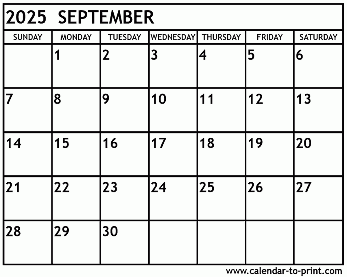 September 2025 Calendar Printable - Free Printable 2024-2025 Calendar September