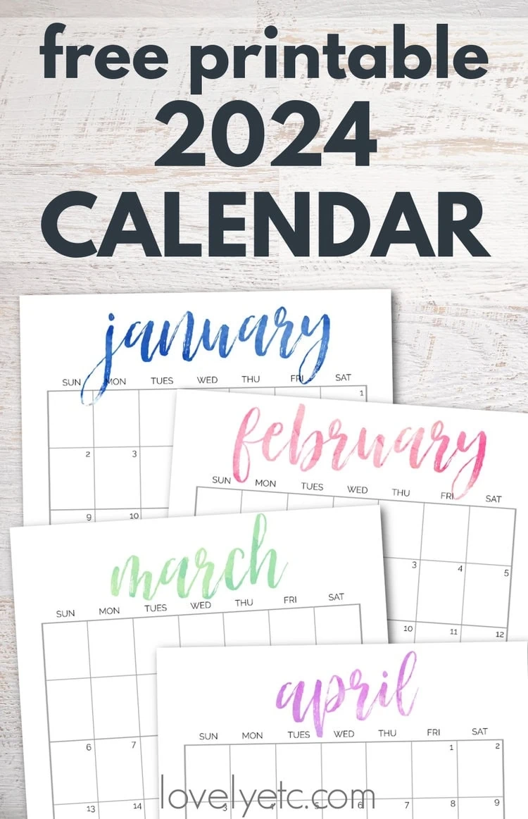 Simple And Pretty Free Printable 2024 Calendars in Free Printable Calendar 2024 Minimalist