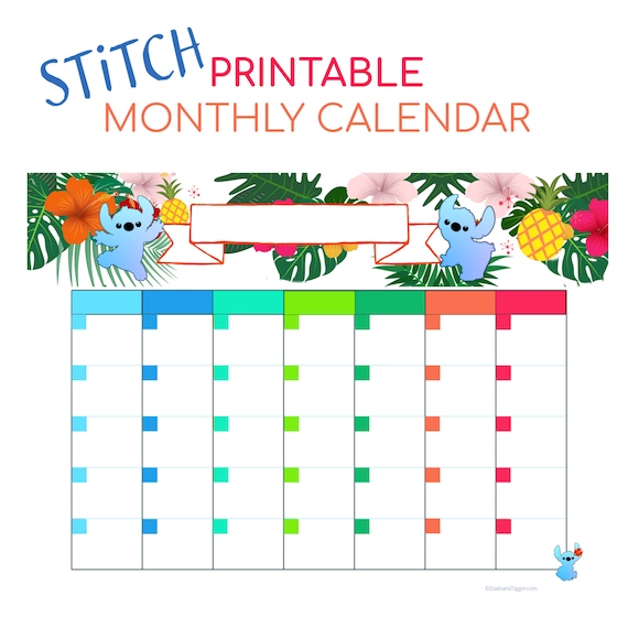 Stitch Printable Monthly Calendar Disney Themed Perpetual Etsy - Free Printable 2024 Calendar Disney Stitch