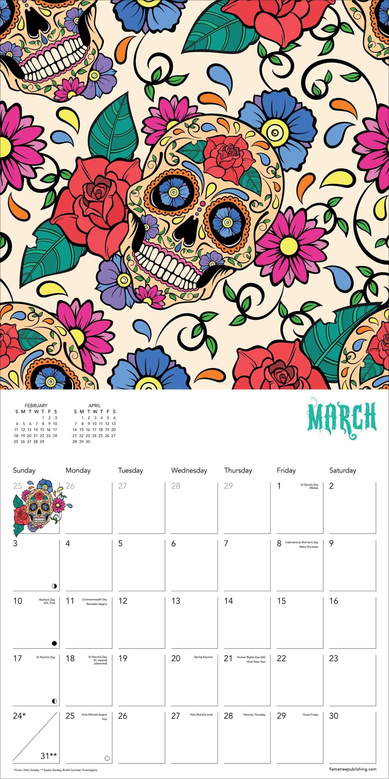 Sugar Skulls Wall Calendar 2024 Art Calendar Book Summary Video - Free Printable 2024 Sugar Skull Calendar