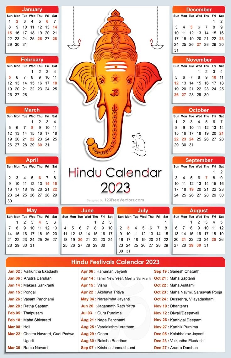 The Hindu Calendar For 2012 With An Elephant On It s Back And Numbers - Free Printable 2024 Hindu Calendar With Holidays