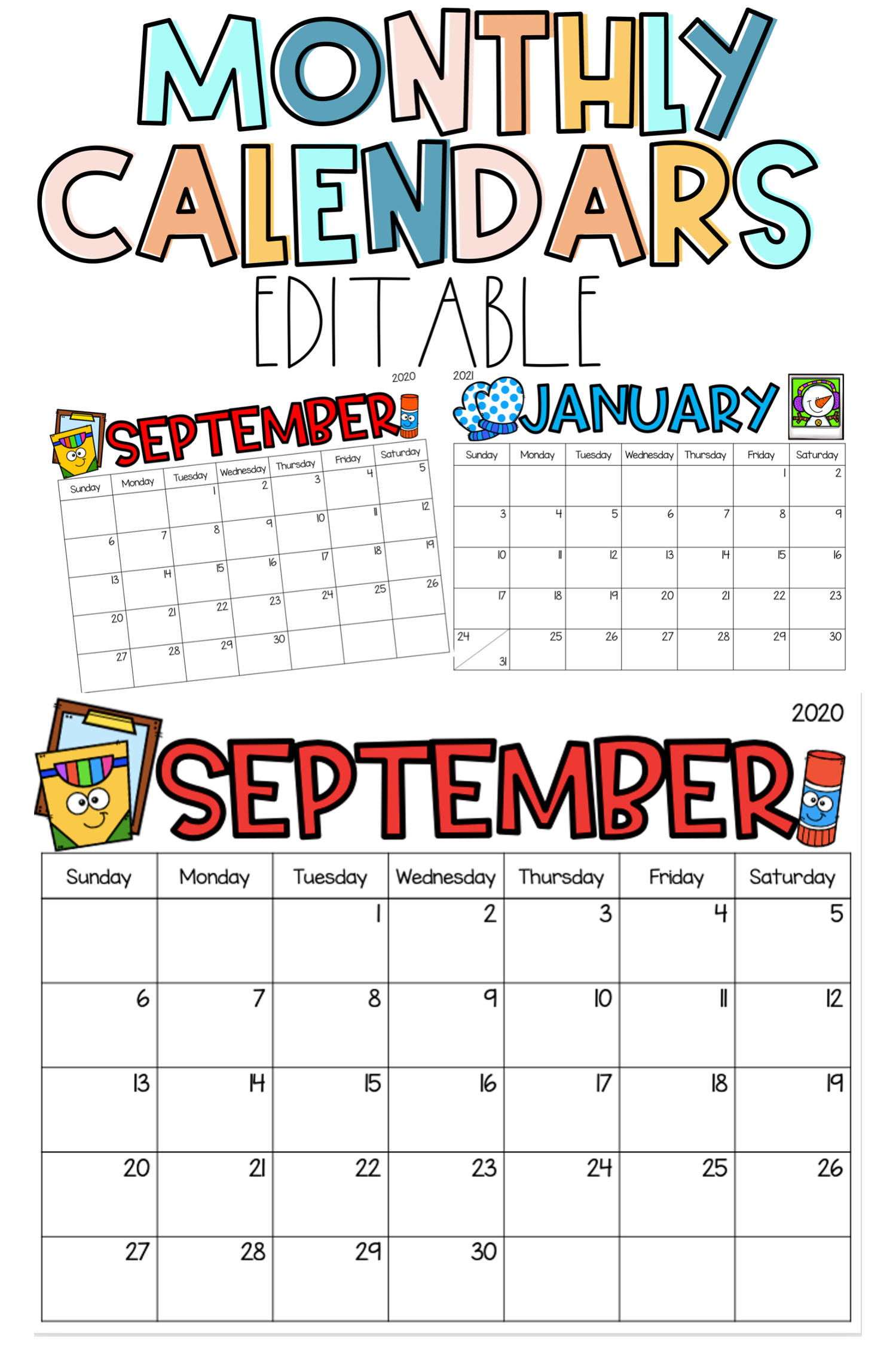 This EDITABLE And PRINTABLE Calendar Is Perfect For Your Classroom - Free Printable And Editable Monthly Calendar 2024