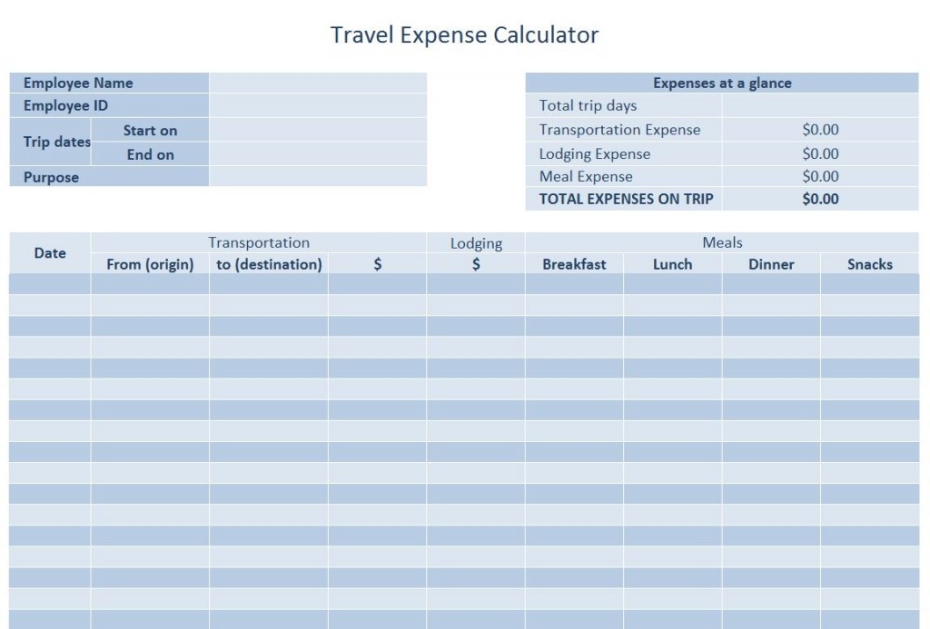 Travel Expense Template Free - Free Printable 2024 Travel Expense Calendar