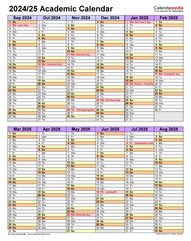 Free Printable 2024 And 2025 Academic Calendar Printable | Printable ...