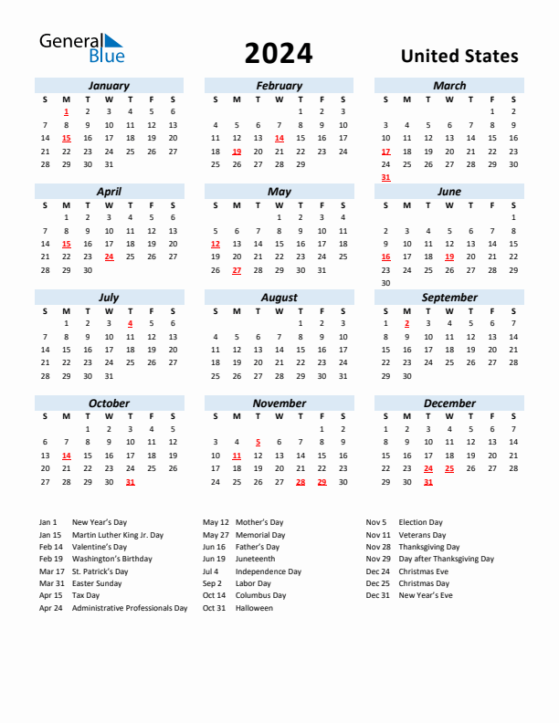 Usa Holidays Calendar 2024 Eleen Harriot - Free Printable 2024 Calendar With Usa Holidays