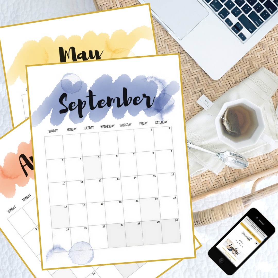 Watercolor Calendars Simply September - Free Printable 2024 Calendar Watercolor