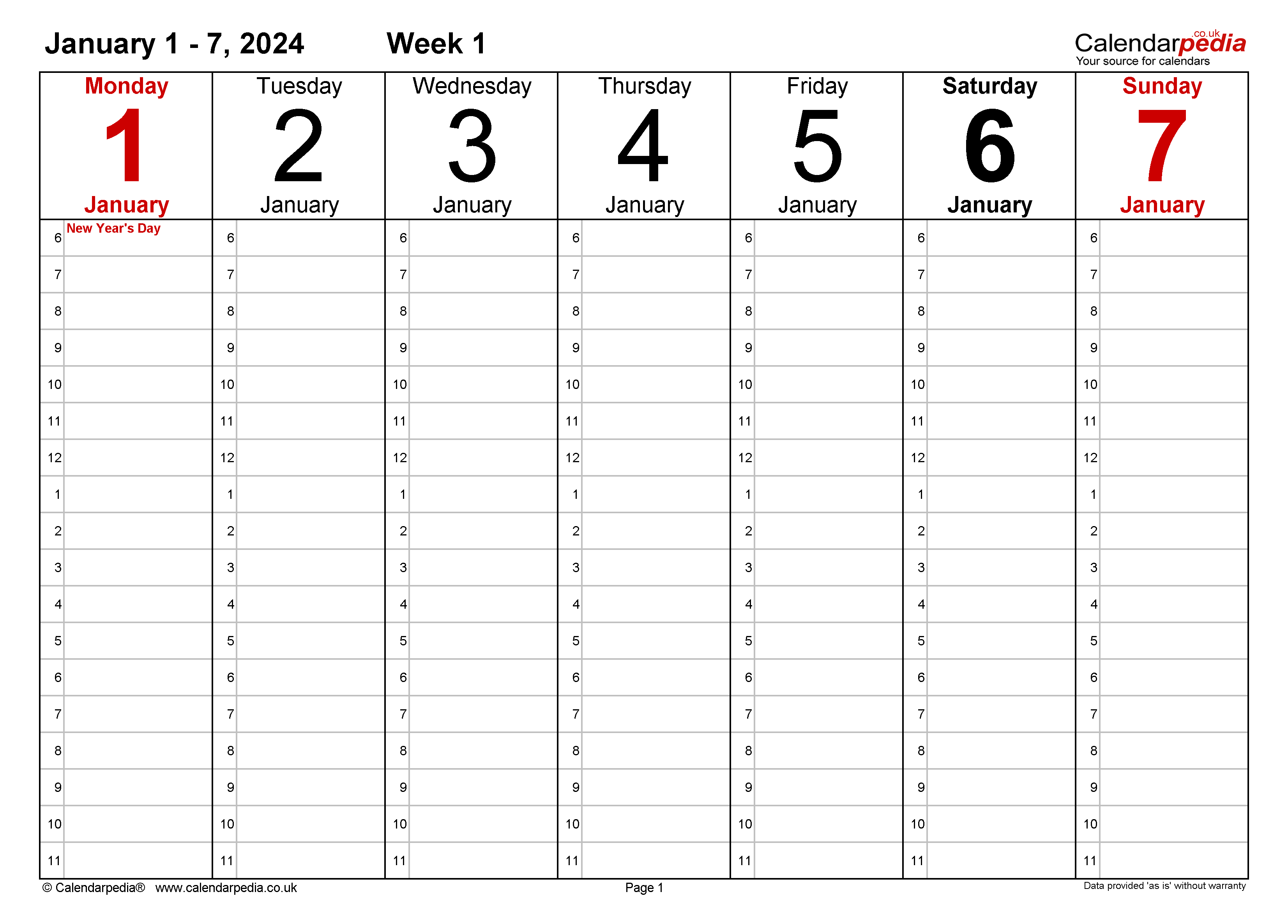 Weekly Calendar 2024 Uk - Free Printable Templates For Pdf in Free Printable Calendar 2024 Uk With Week Numbers