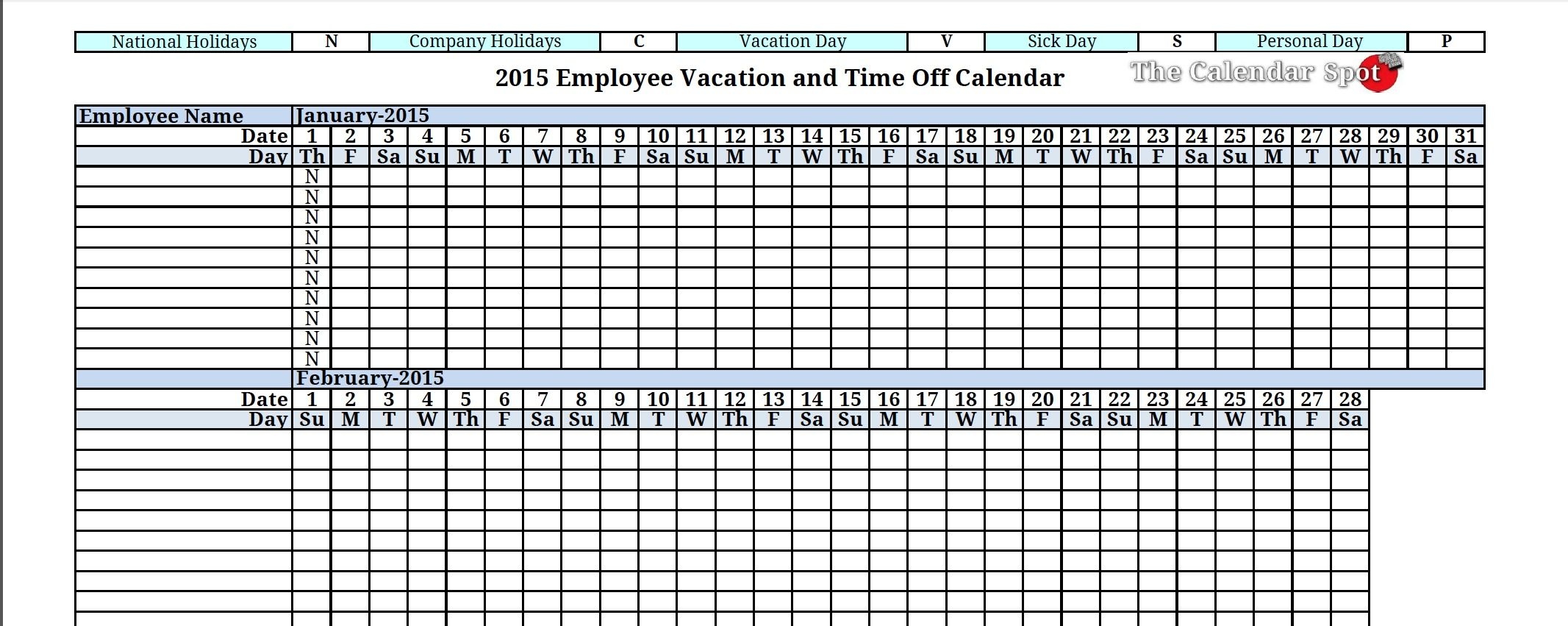 Work Vacation Calendar Excel Template 2024 Easy To Use Calendar App 2024 - Free Printable 2024 Employee Vacation Calendar