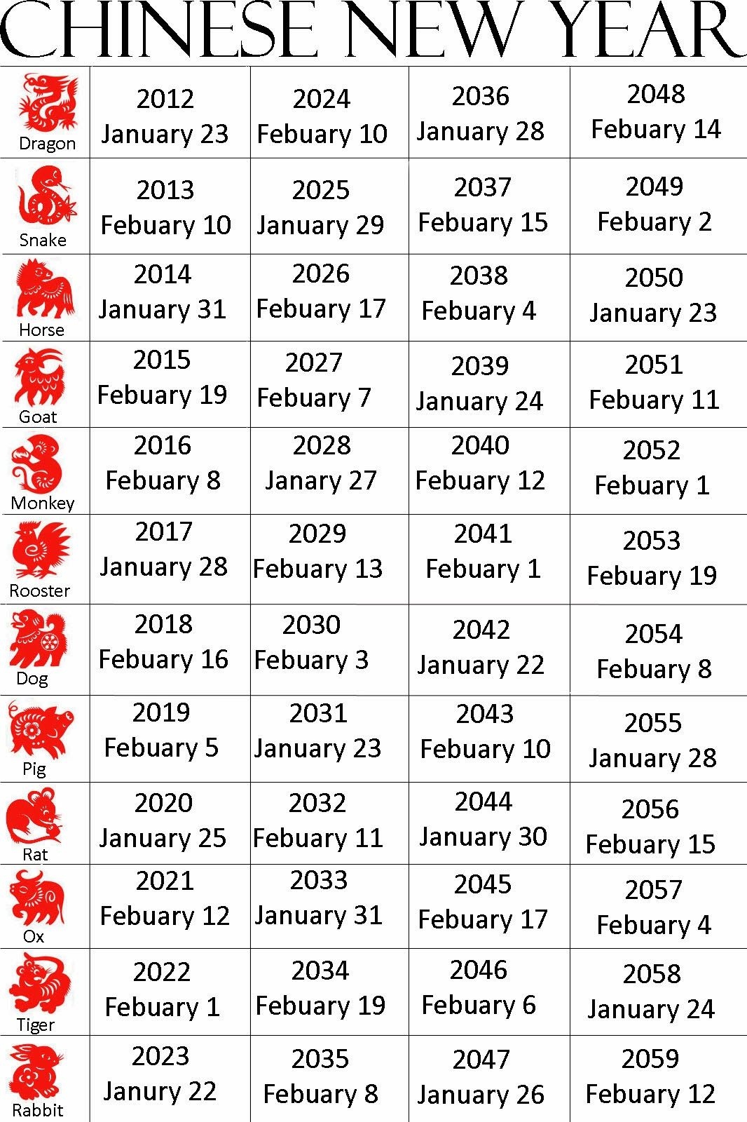 Year Calendar Chinese Zodiac Calendar Printables Free Templates - Free Printable 2024 Chinese New Year Calendar