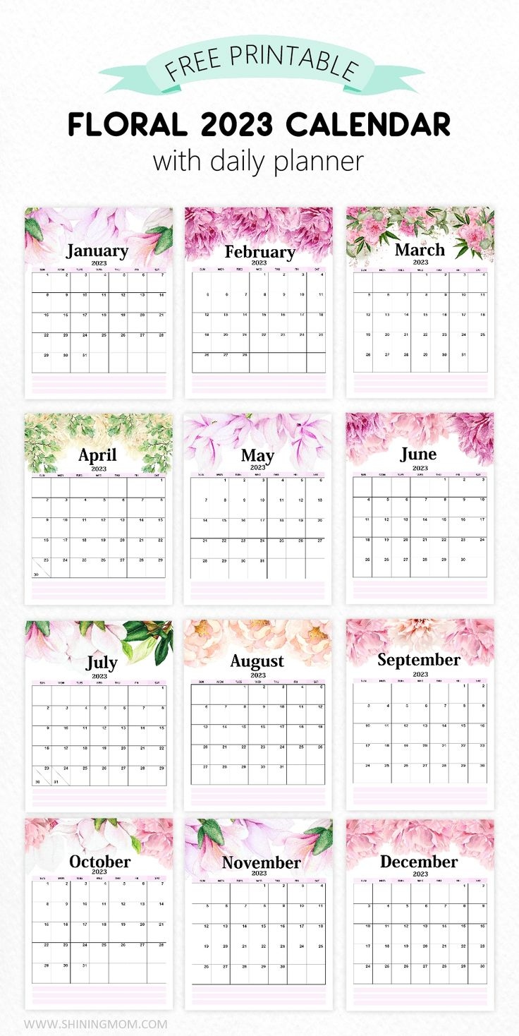 Your Free 2023 Floral Calendar Printable Is Here! | Calendar with regard to Free Printable Calendar 2024 Shining Mom