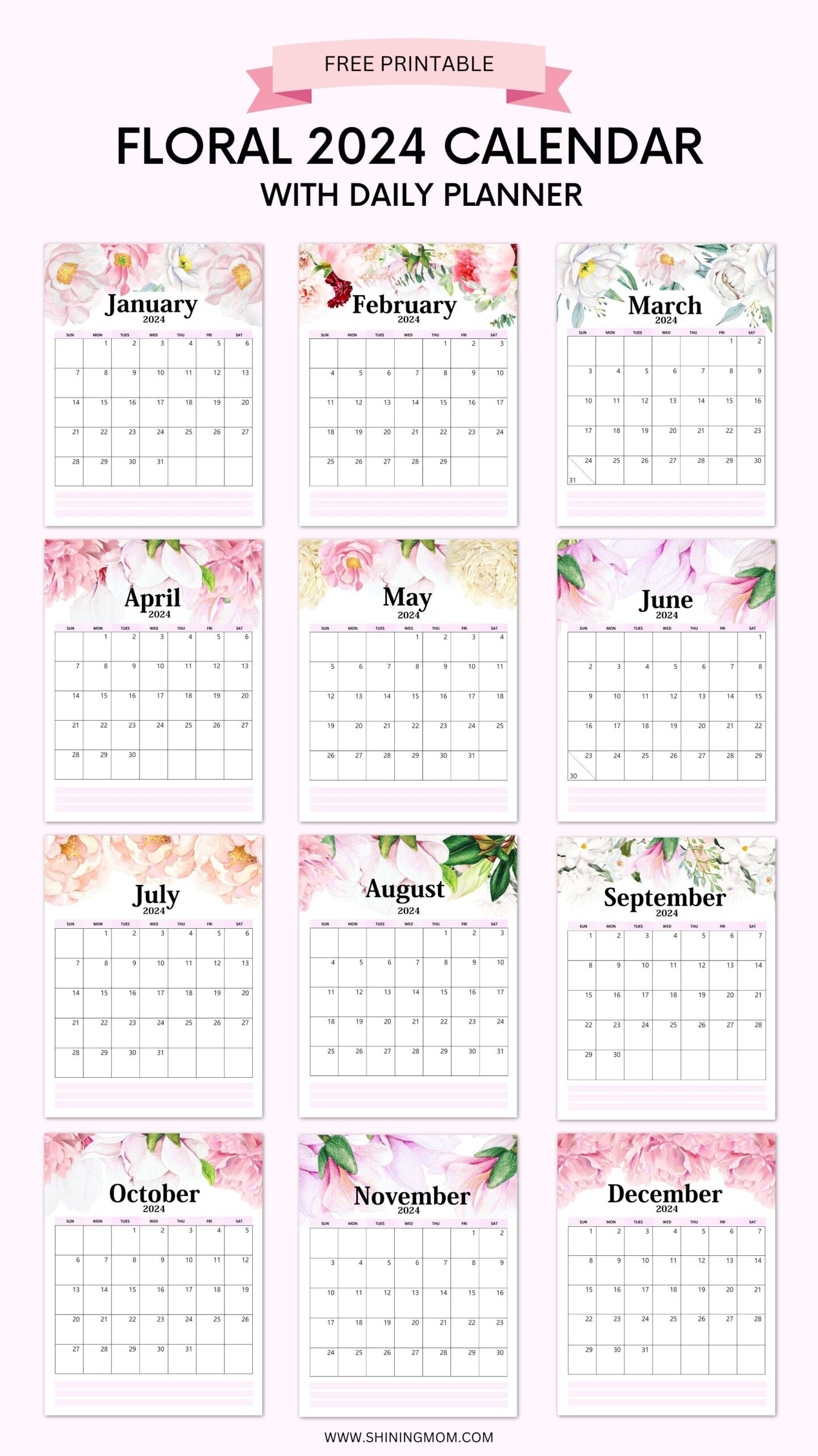 Your Free 2024 Floral Calendar Printable Is Here! | Calendar pertaining to Free Printable Calendar 2024 South Africa