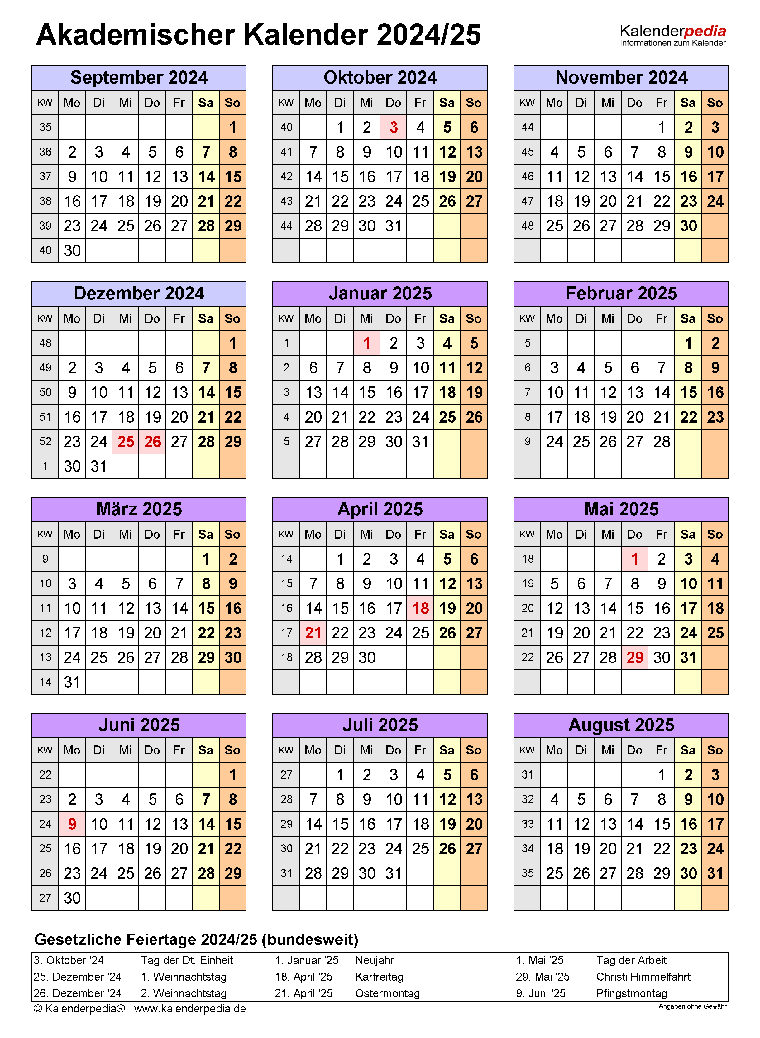 Zweijahreskalender 2023 Und 2024 Als Excelvorlagen Zum Ausdrucken - Free Printable Academic Calendar 2024-2025 UK