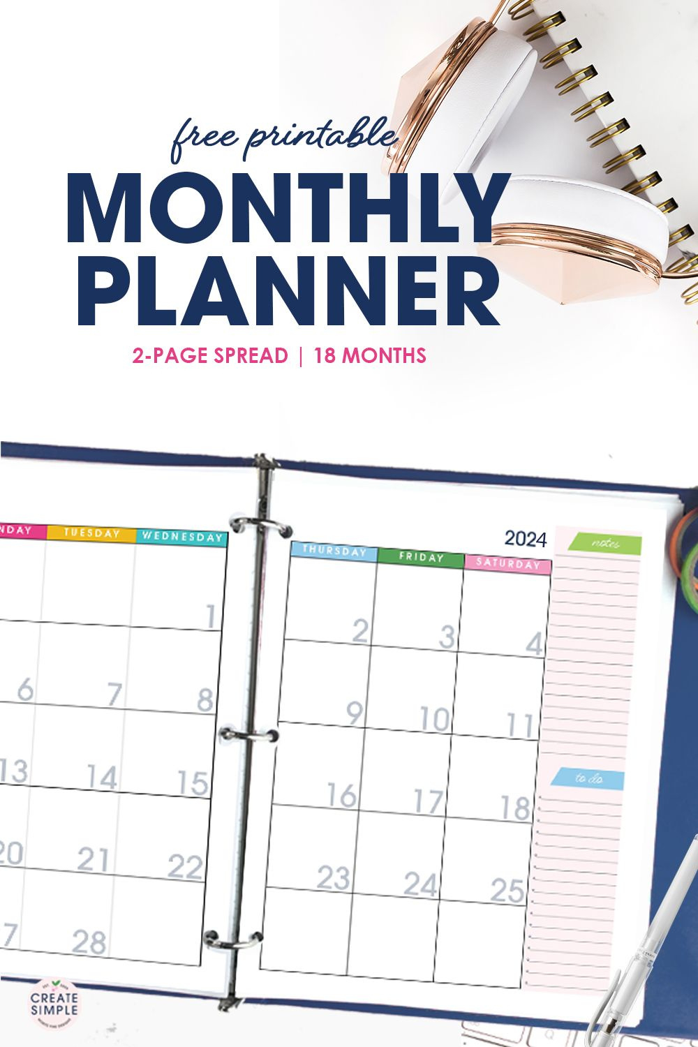 2023-2024 Monthly Planner | Free Printable Calendar Download pertaining to Free Printable Calendar And Planner 2024