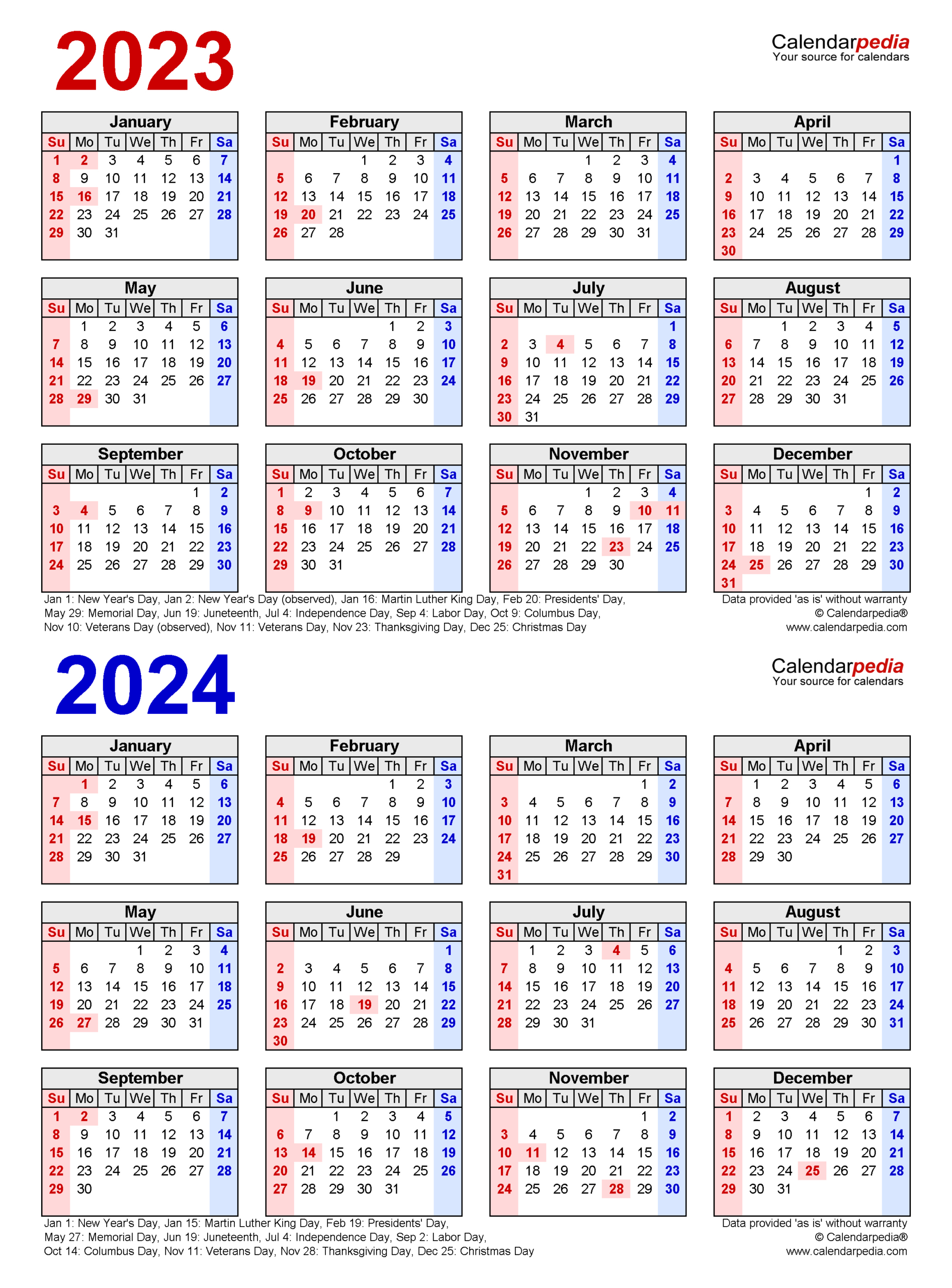 2023-2024 Two Year Calendar - Free Printable Pdf Templates with Free Printable Calendar 2024/23
