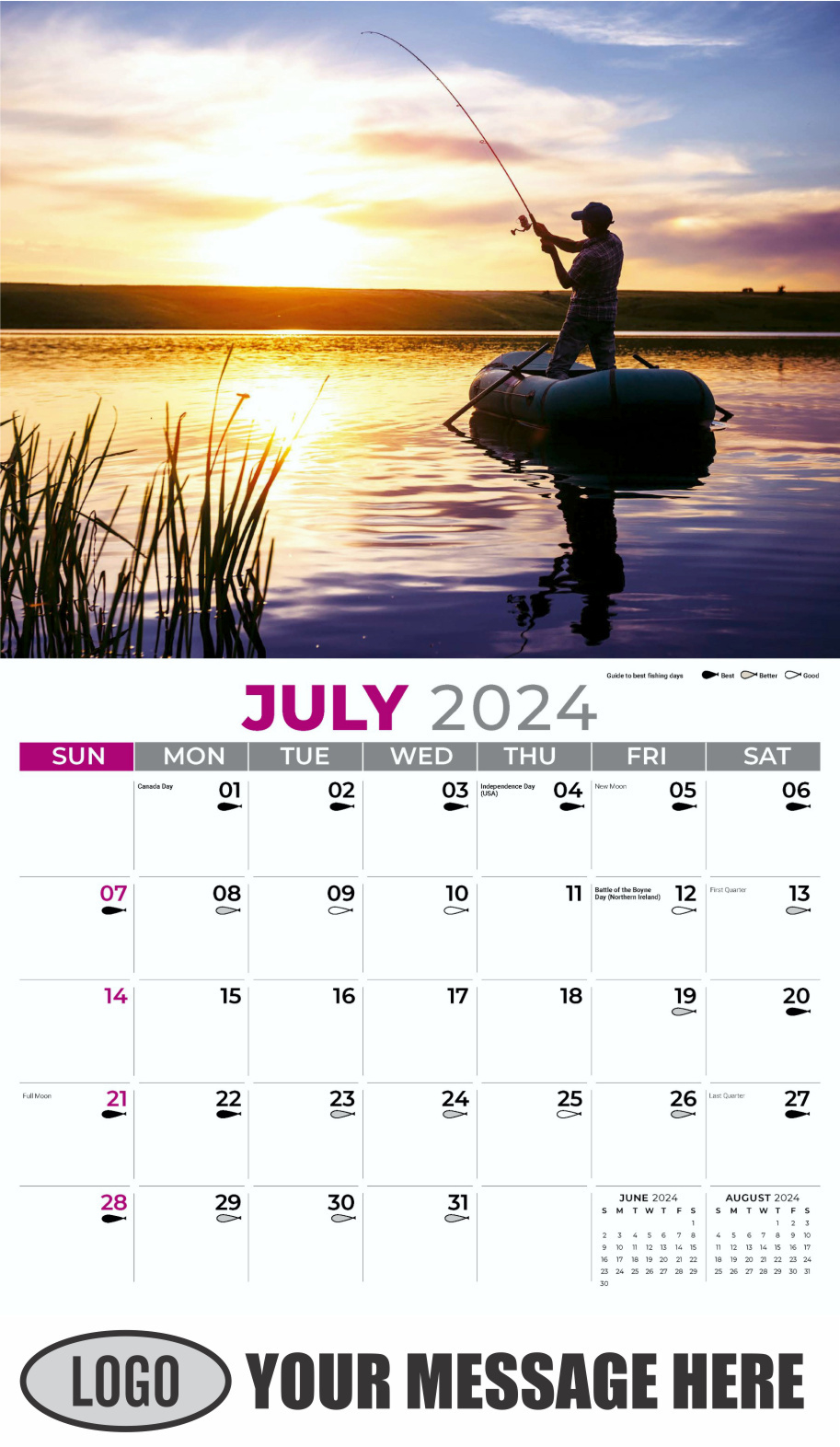 2024 Business Promotion Calendar, Hunting And Fishing Calendar throughout Fishing Calendar July 2024